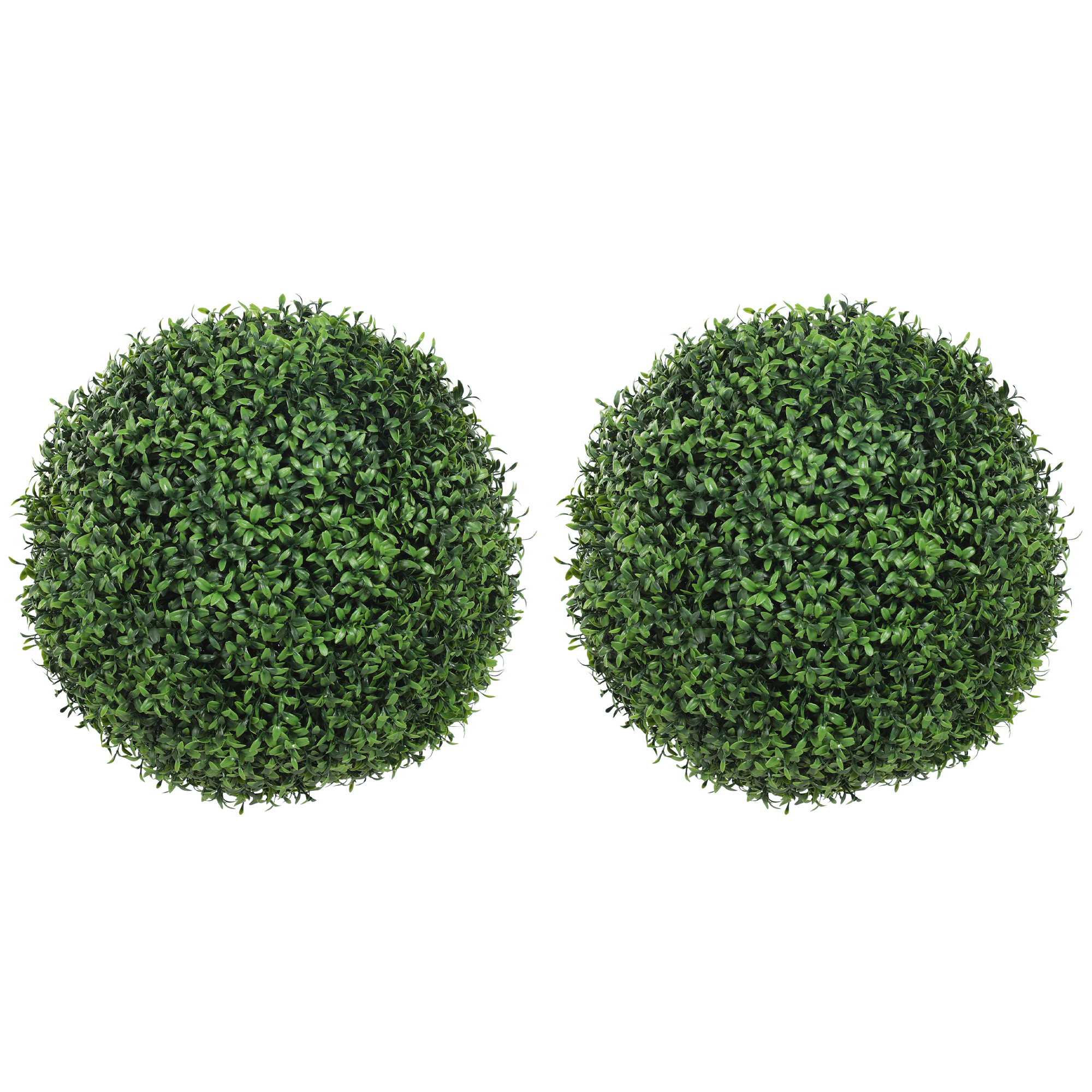 HOMCOM Lot de 2 boules de buis artificielles en pot, résistantes aux UV, 42 cm, pour décoration intérieure/extérieure