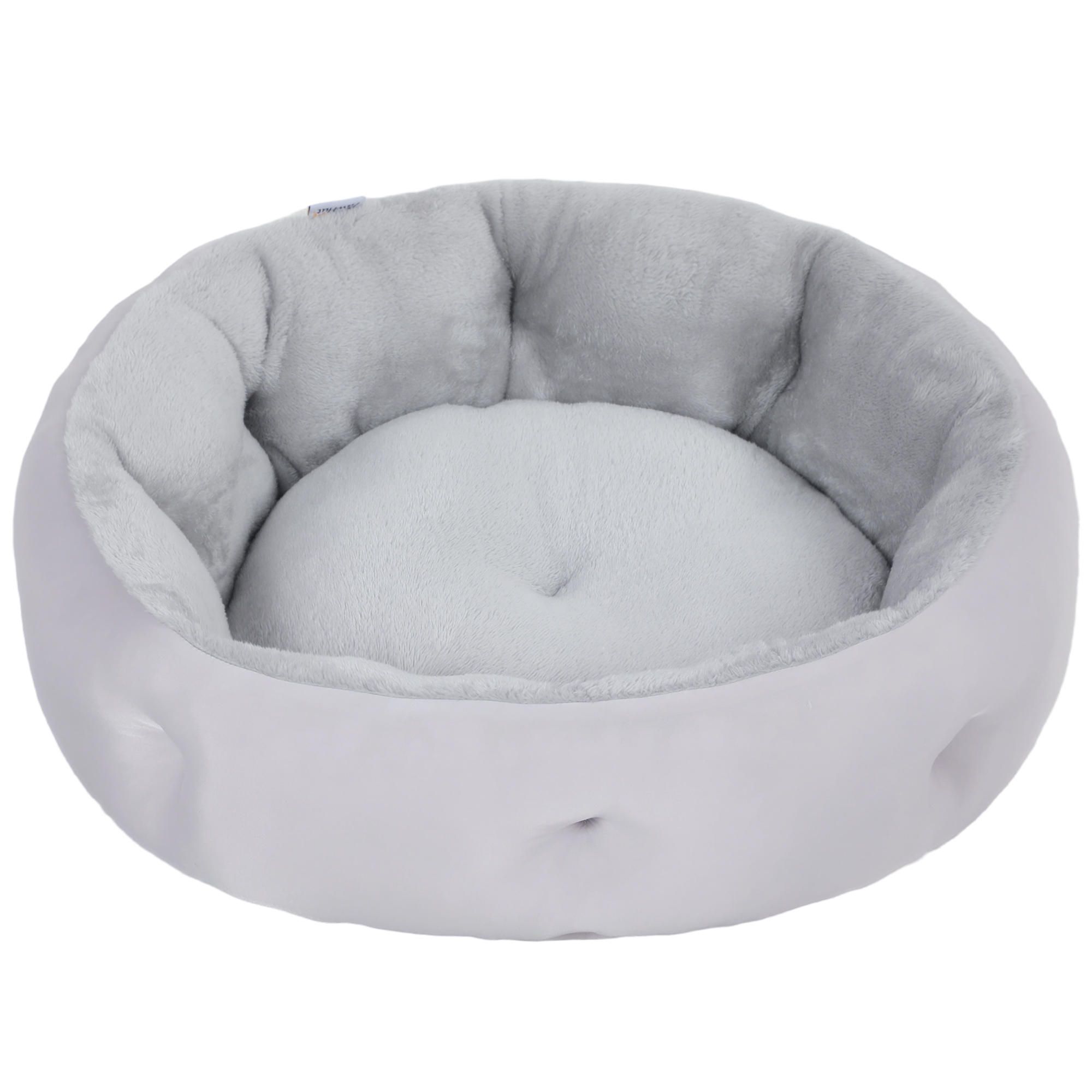 PawHut Lit pour chat réversible, lit pour chats d'intérieur et petits chiens, lit rond avec rebord de soutien, gris clair