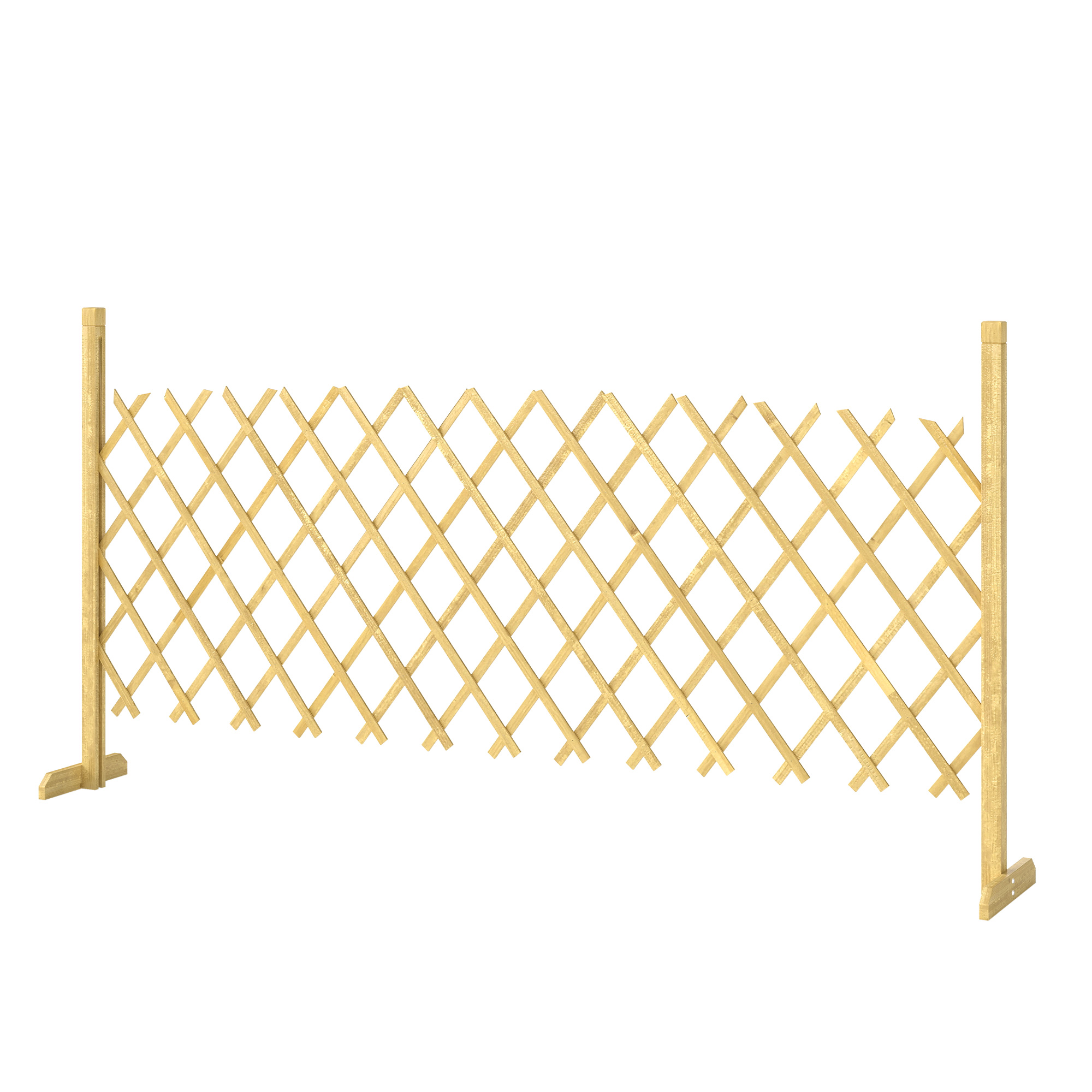 Outsunny Barriere Extensible en Bois de Sapin 180 cm, Base stable, pour Intérieur Extérieur Balcon Jardin, 180x30x90cm, Naturel