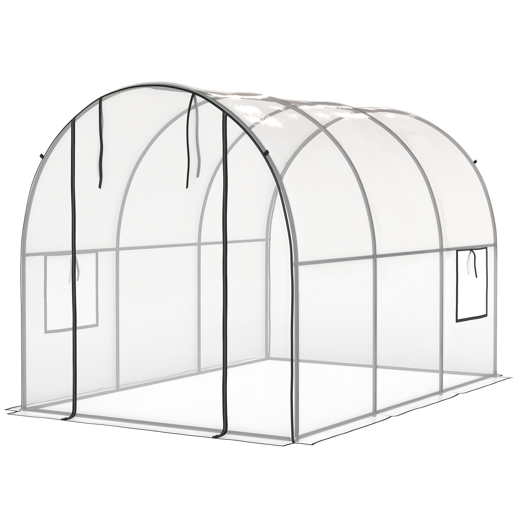 Outsunny Serre de Jardin Tunnel top transparent Tunnel pour serre Serre de jardin 6 m² 3Lx2lx2H m Porte zippée 2 fenêtres enroulables Aosom France