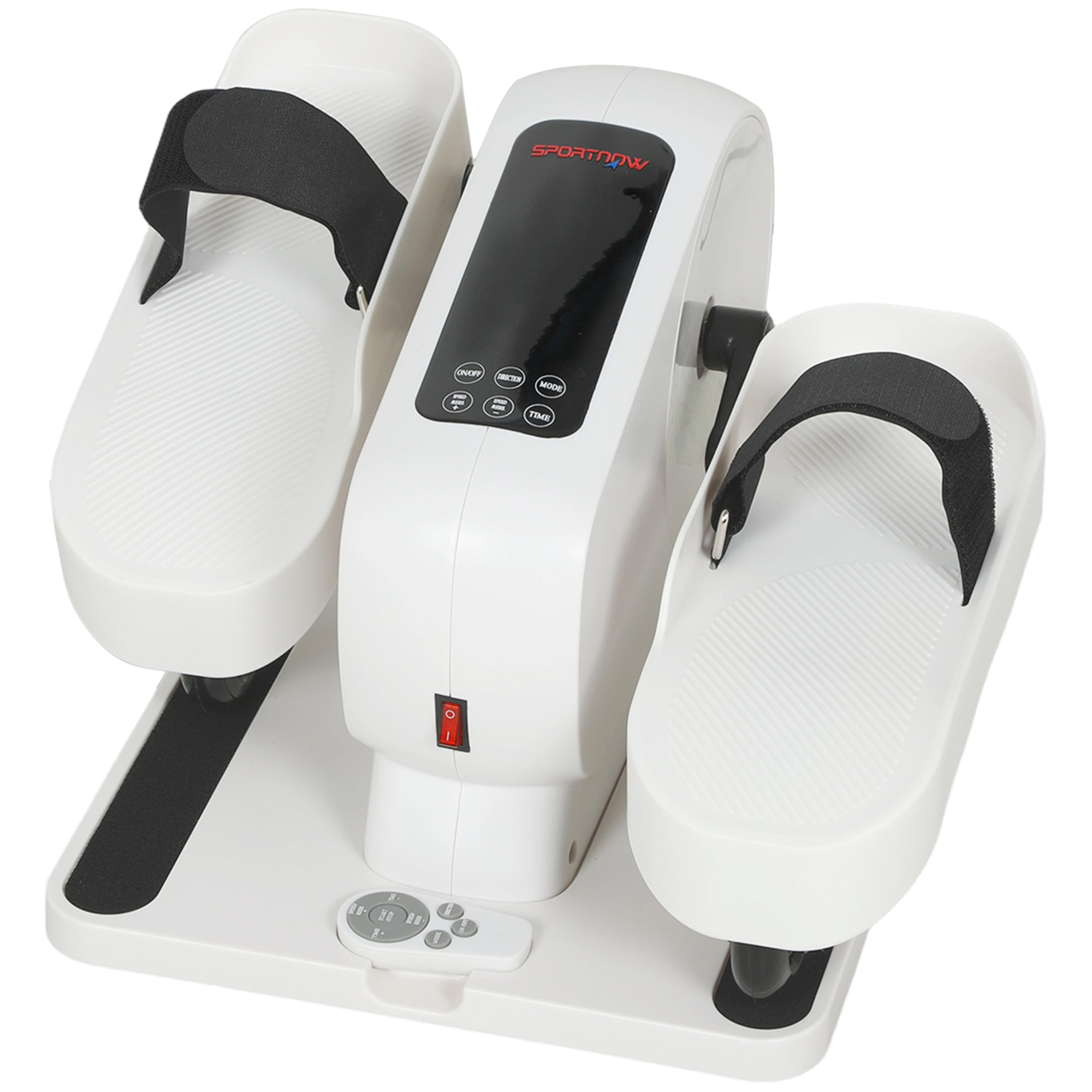 SPORTNOW Pedalier d'appartement eplliptique de bureau, écran LCD, télécommande et 12 vitesses réglables, 45 x 42 x 26 cm, blanc