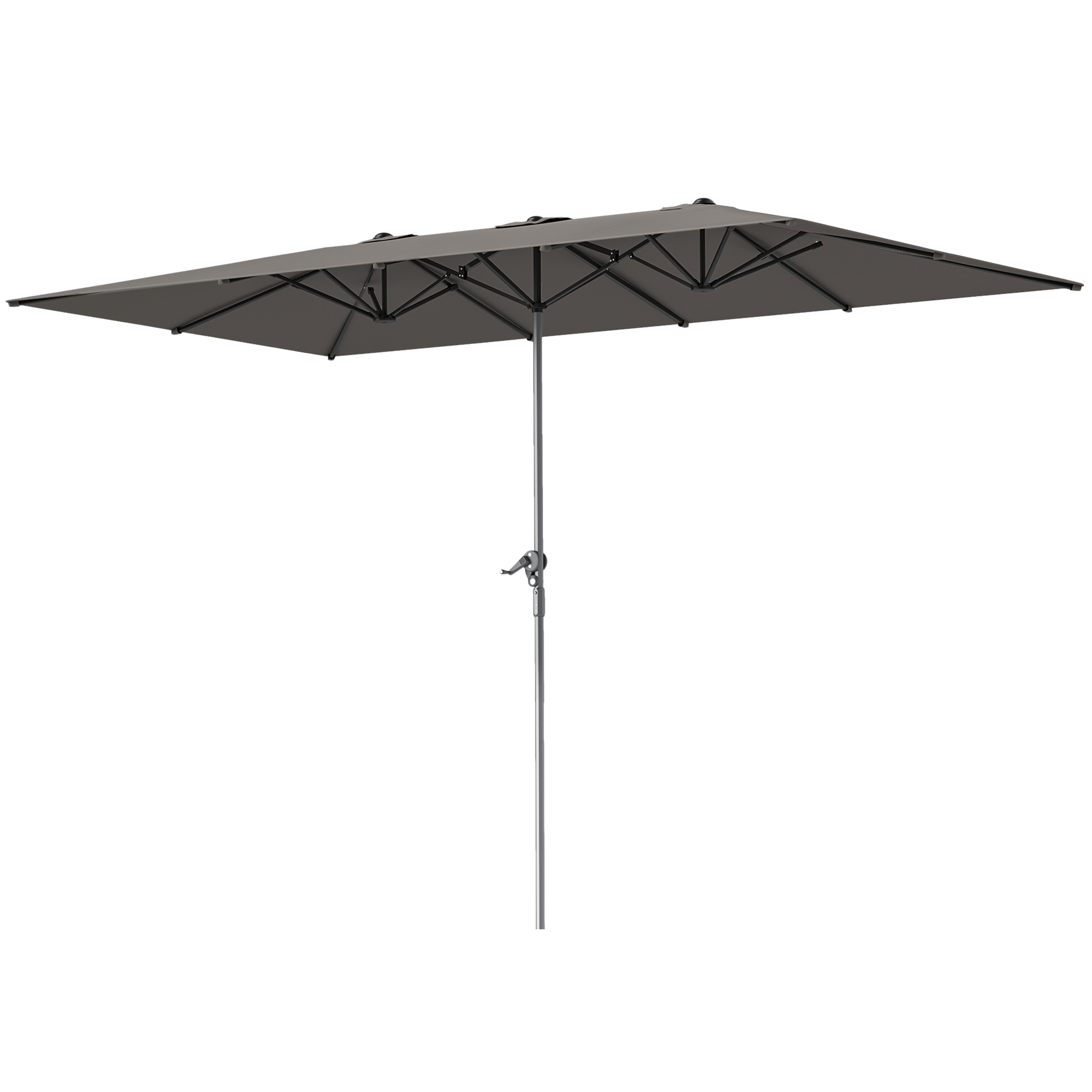 Outsunny Umbrelă Dublă de Grădină cu Manivelă și 12 Spițe din Aluminiu și Poliester 4.5x2.6 m Gri Închis | Aosom Romania