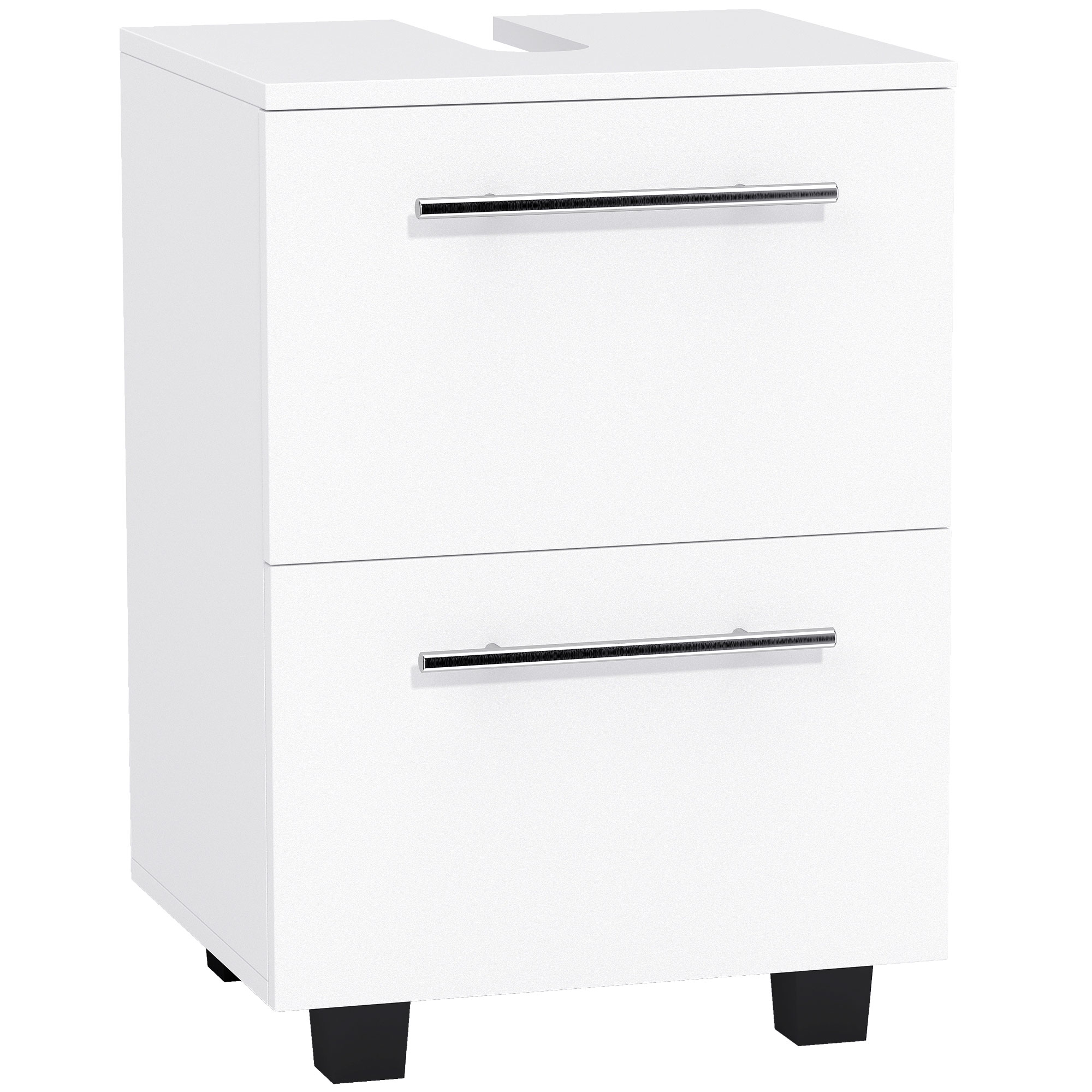 HOMCOM Waschbeckenunterschrank Unterschrank mit Schrankfach, Schublade, Waschtischunterschrank, Badunterschrank mit Kippschutz für wandmontierte Becken Weiß, 41,5 x 35,5 x 59 cm Aosom