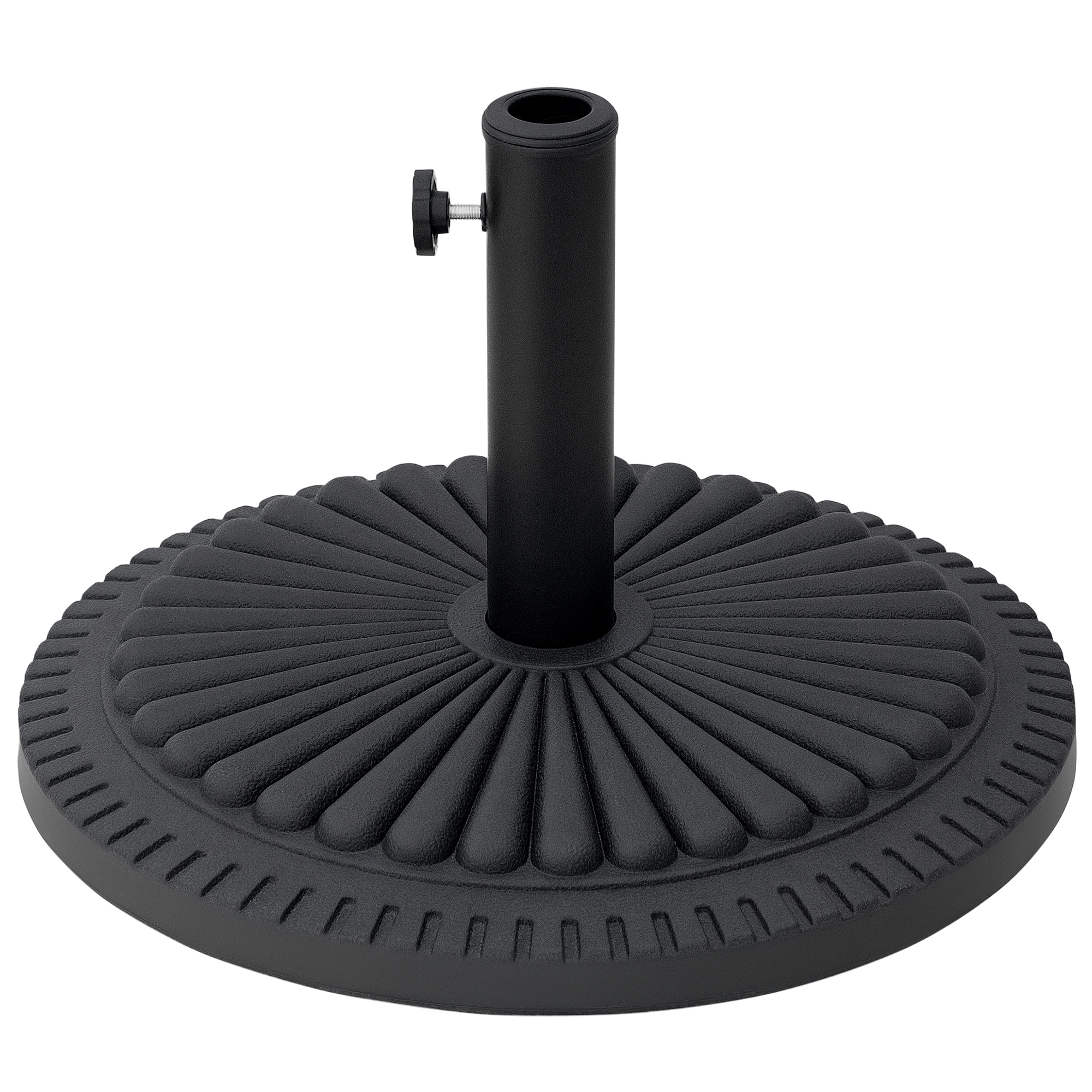 Outsunny Pied de parasol base de lestage parasol rond ciment HDPE motif rosace Ø 49 cm poids net 15 Kg noir