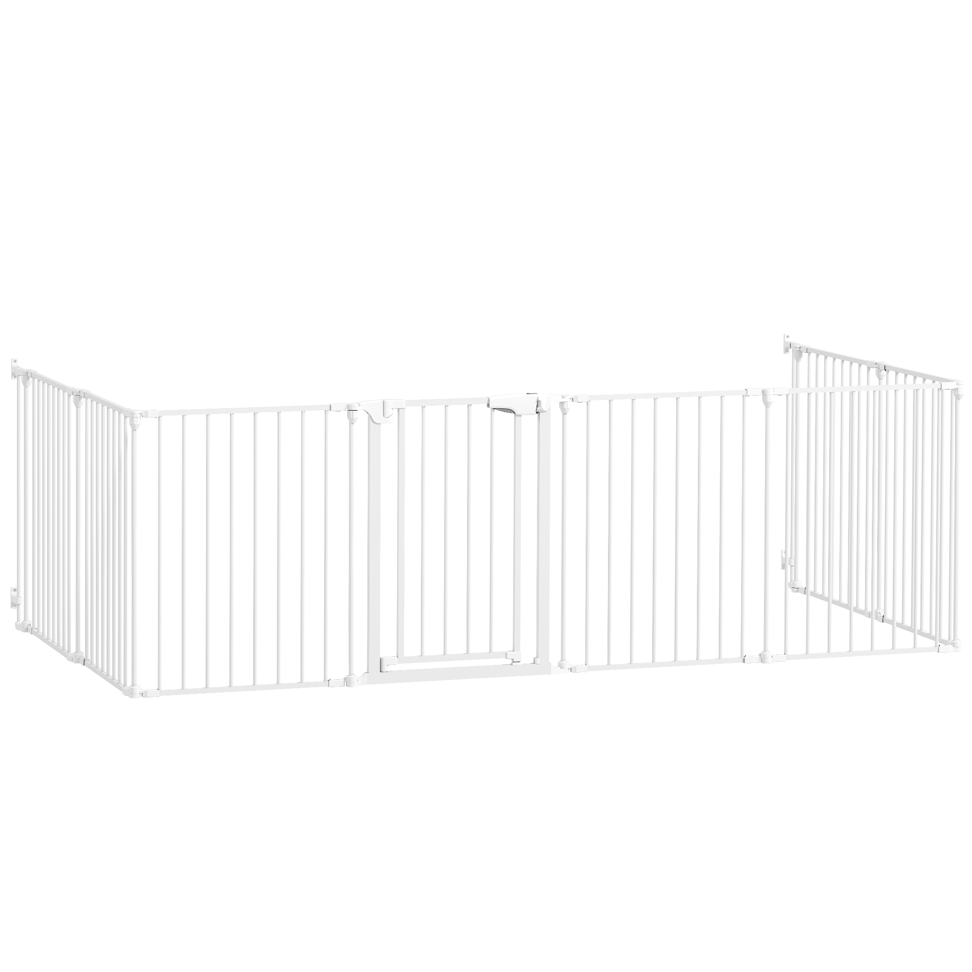 PawHut Barrière de sécurité en métal parc enclos pliable et modulable pour chien et enfant 8 panneaux 61 x 75 cm blanc