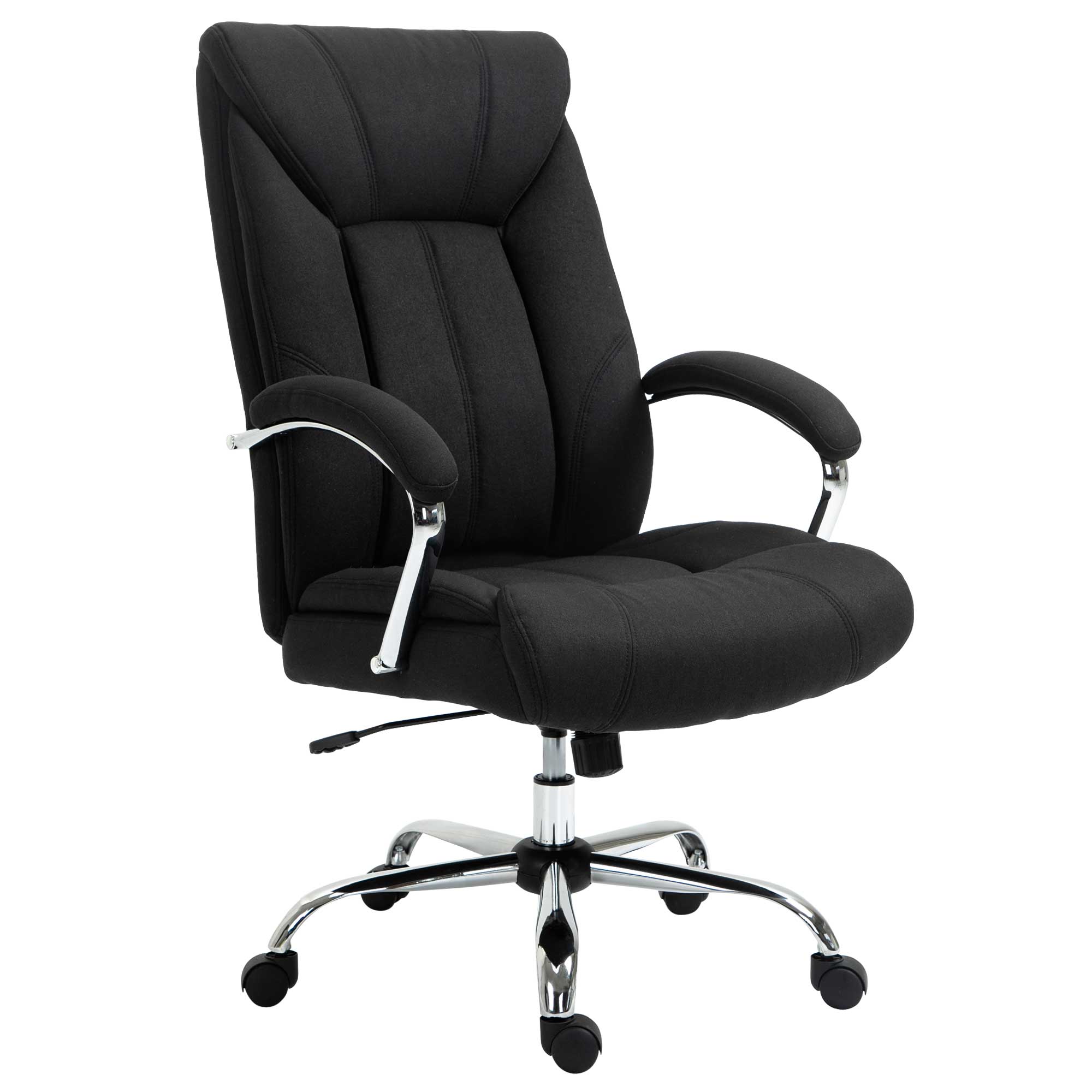 Vinsetto Fauteuil de bureau, chaise de bureau ergonomique, hauteur réglable, dossier haut, fonction de bascule, 65x78x118cm, noir