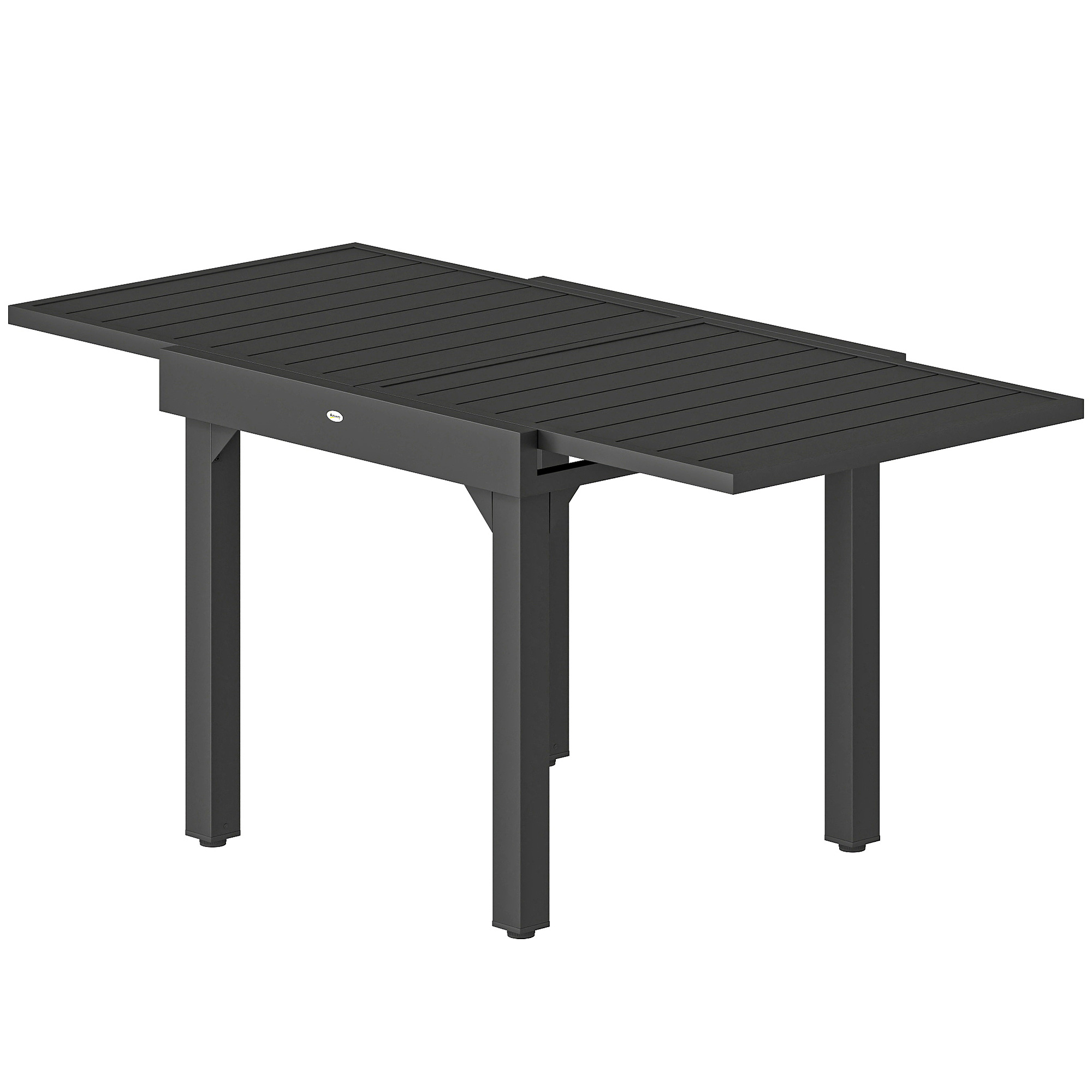 Outsunny Table de jardin extensible pour 4 à 6 personnes, 160/80 x 80 x 75 cm, table à manger extérieure en aluminium, noir