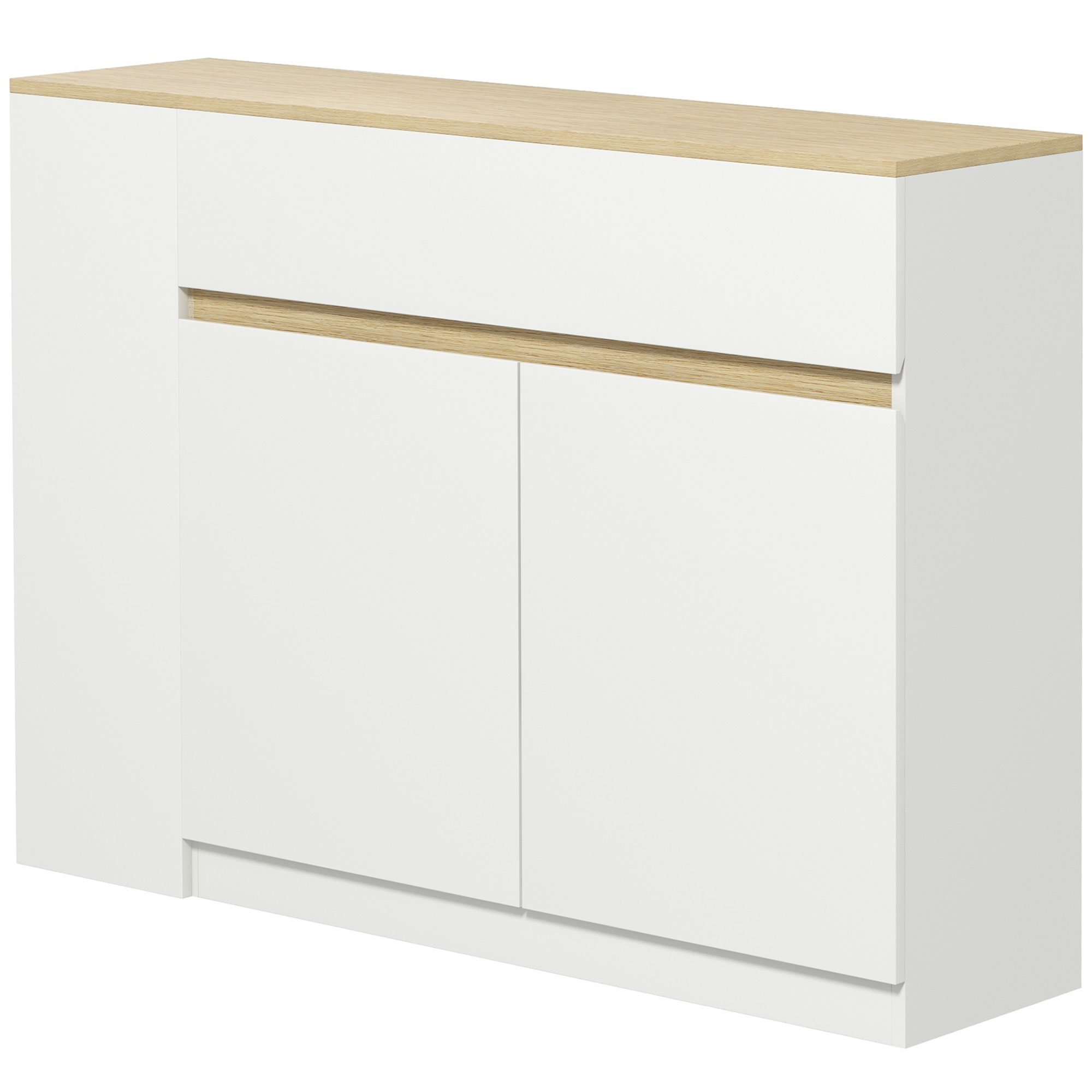 HOMCOM Buffet Blanc Moderne 2 Tiroirs 3 Étagères Placard 2 Portes pour Rangement Cuisine et Salon Aosom France