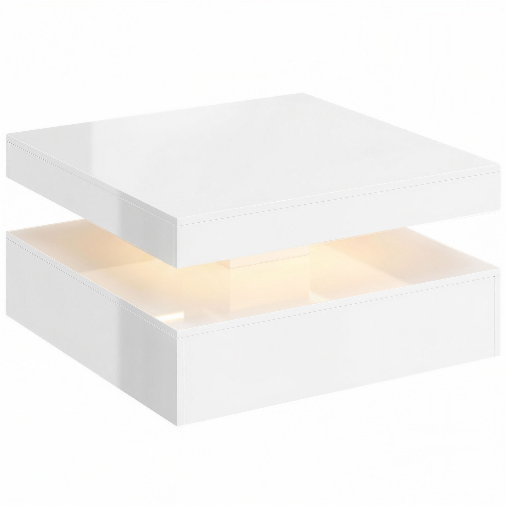 HOMCOM Tavolino da salotto 78x78x40 cm Bianco lucido