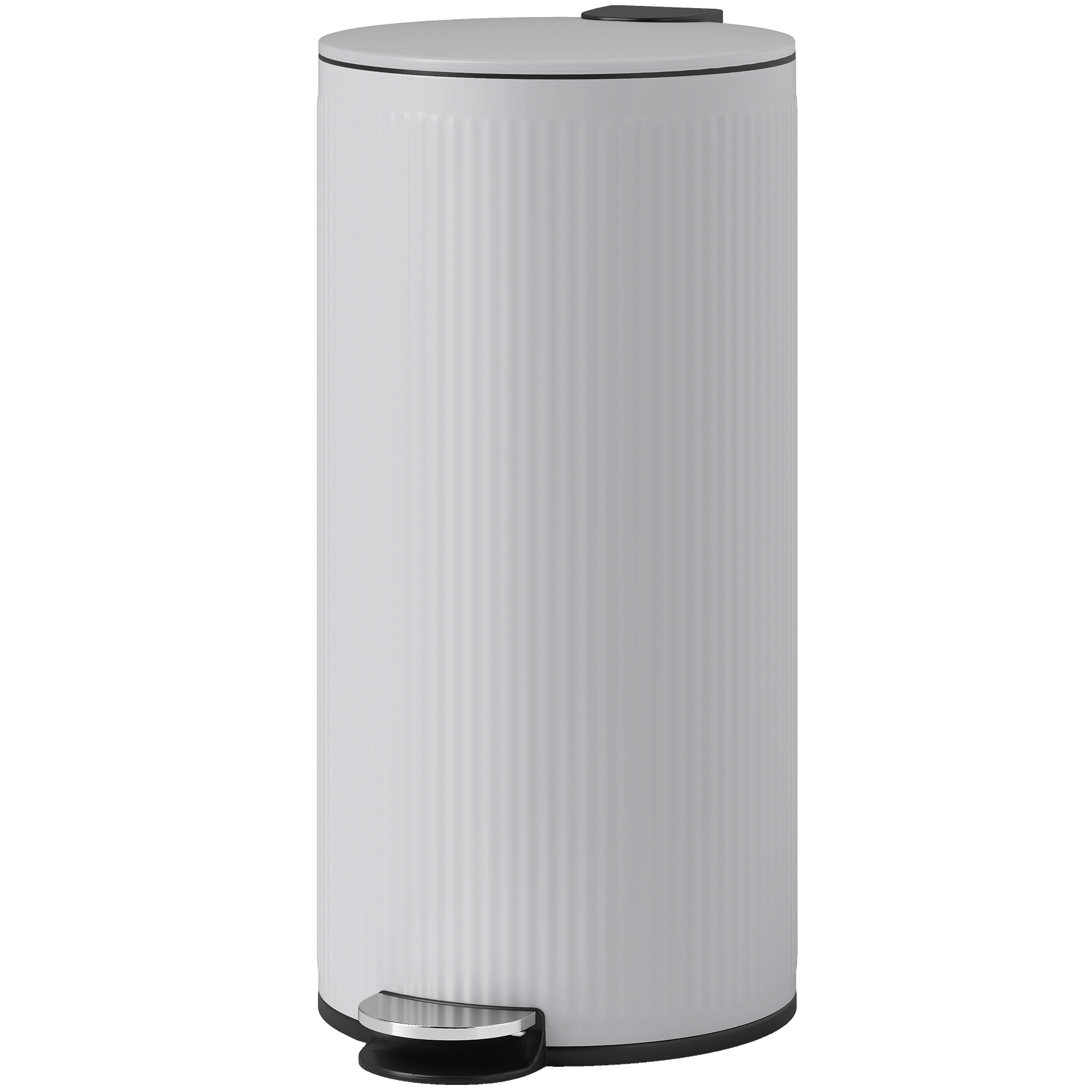 HOMCOM Poubelle cuisine 30L, poubelle à pédale avec seau intérieur amovible, couvercle à fermeture douce, 36x30x60,5cm, gris
