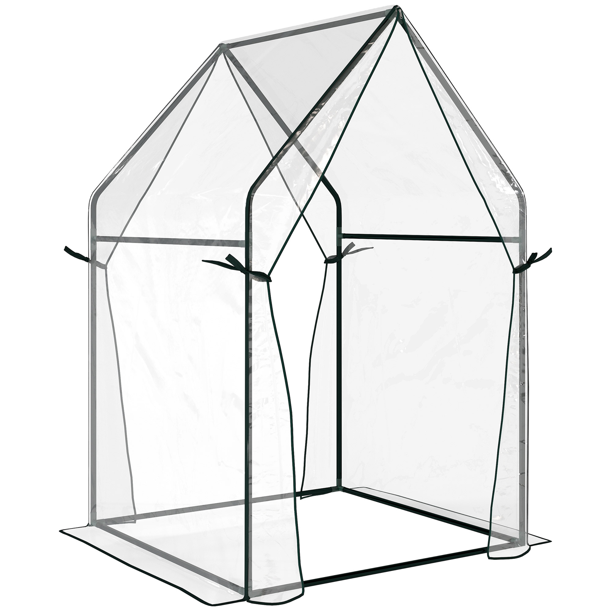 Outsunny Foliengewächshaus Treibhaus mit Doppeltür winddichtes Pflanzenhaus für Garten 90 x 90 x 145 cm aus PE transparent Aosom.de