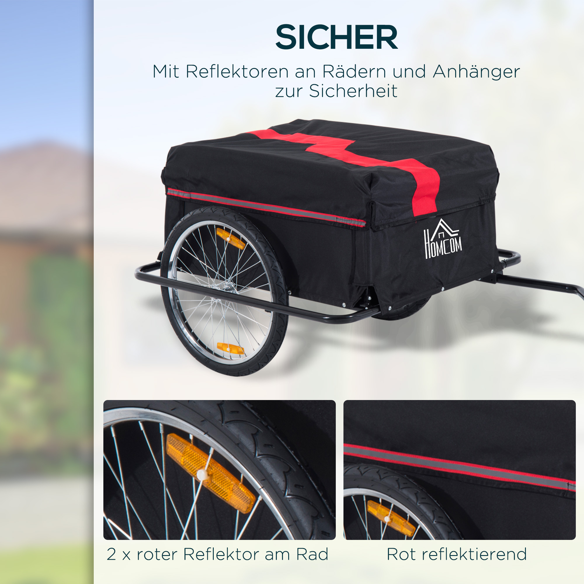 HOMCOM Transportanhnger Lasten-Fahrradanhnger CargoTrailer: schwarz Neu |  Aosom.de