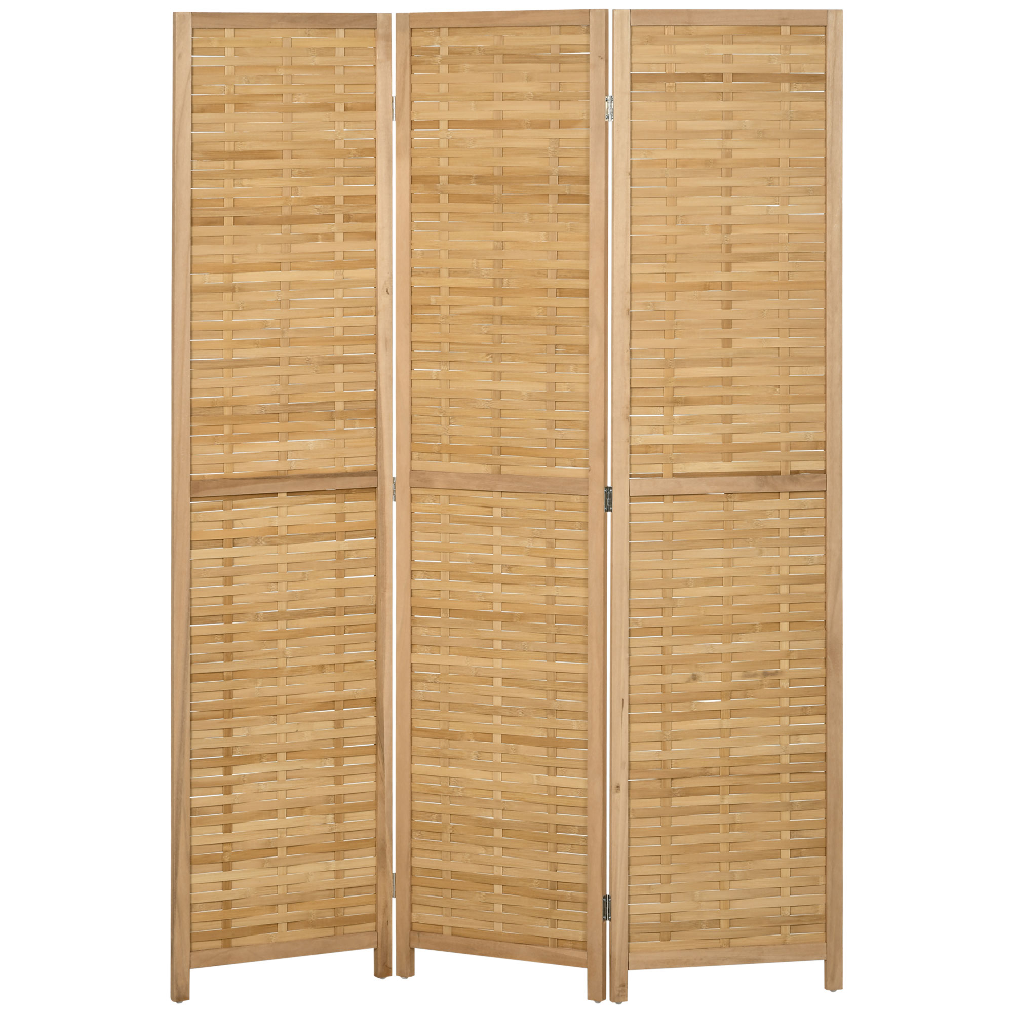 HOMCOM Paravent en bois séparateur de pièce closion de séparation pliable 3 panneaux en bambou 120 x 170 cm naturel clair