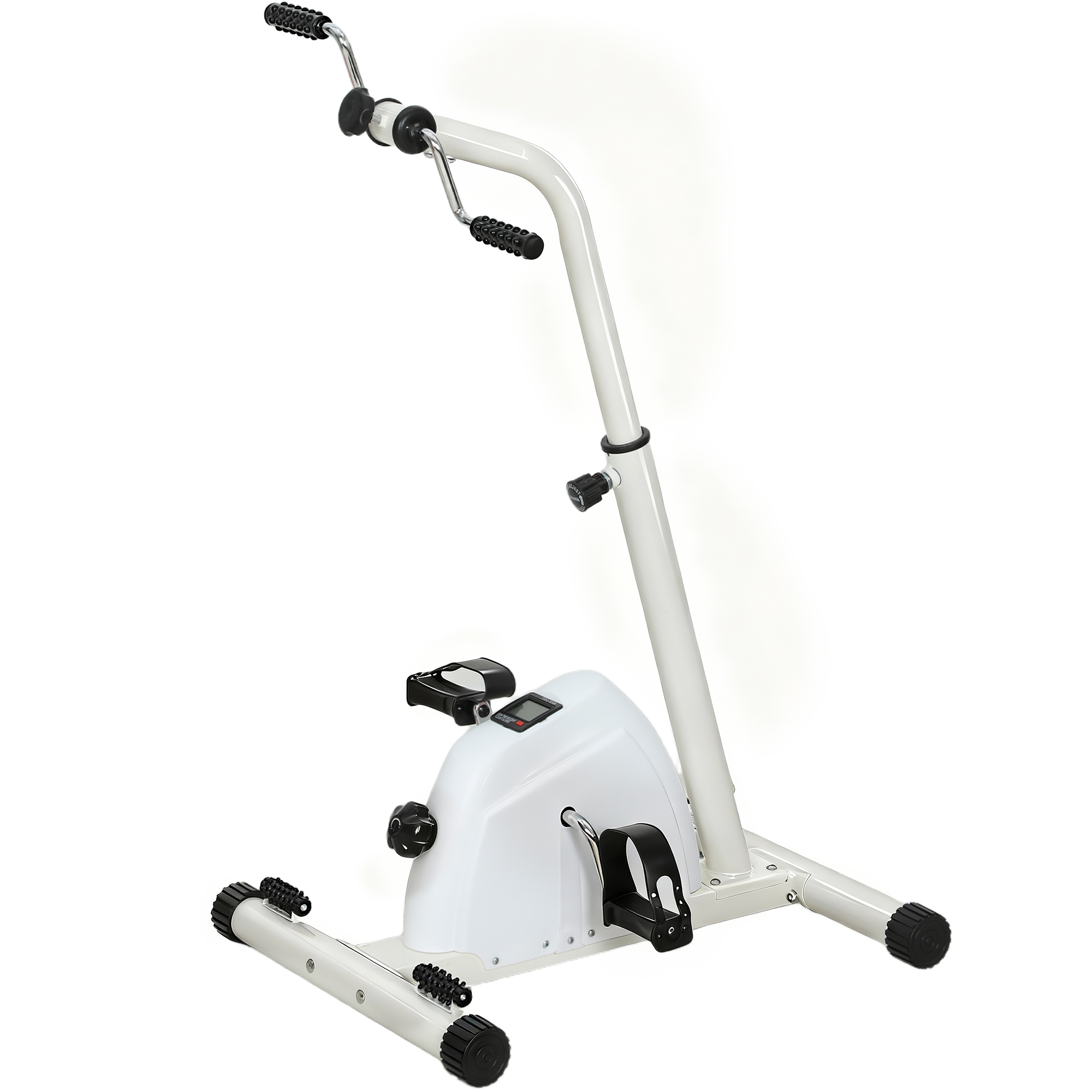 SPORTNOW Vélo d'entraînement pour mains, bras, genoux et jambes réglable en hauteur écran LCD 60 x 40 x 86-91 cm blanc