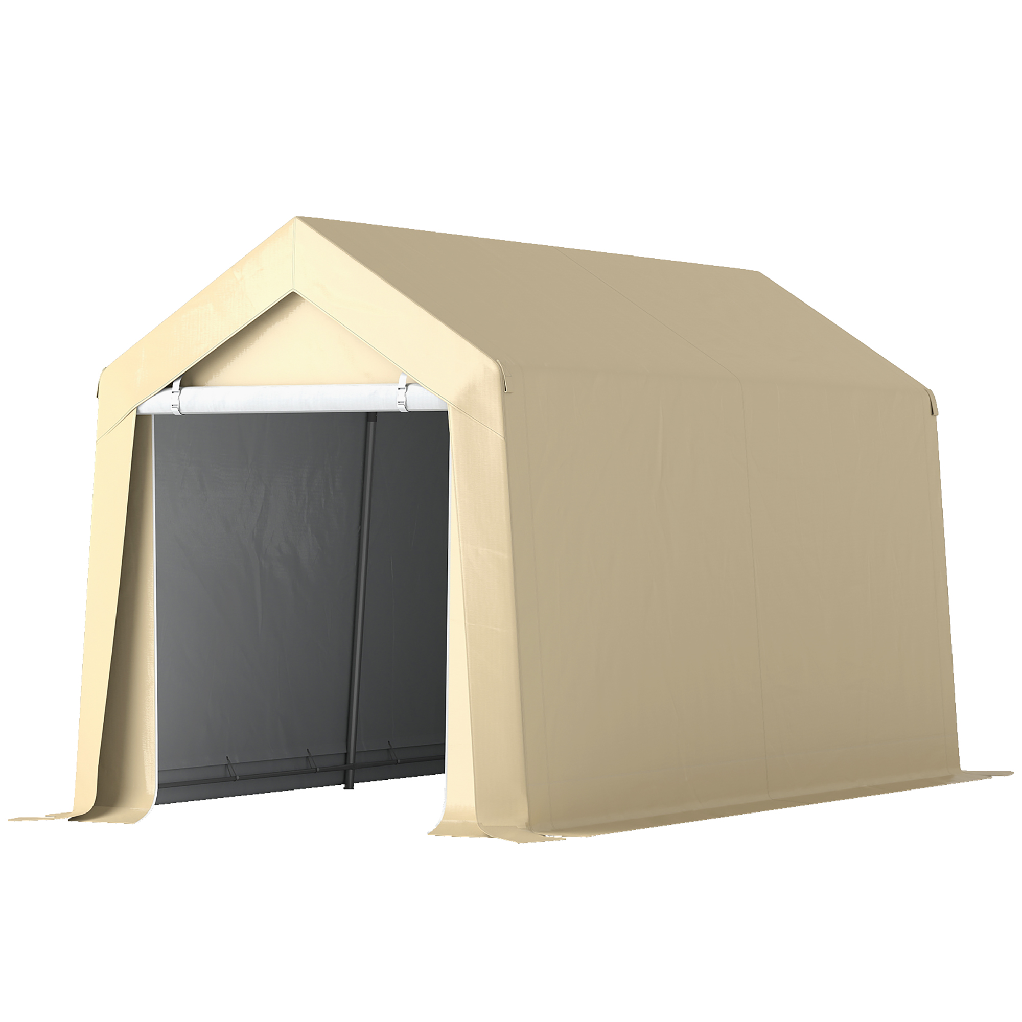 Outsunny Abri de jardin Abri à buches Abris voiture tente de stockage portable extérieur avec cadre en acier galvanisé et grande porte 2x3,6m beige
