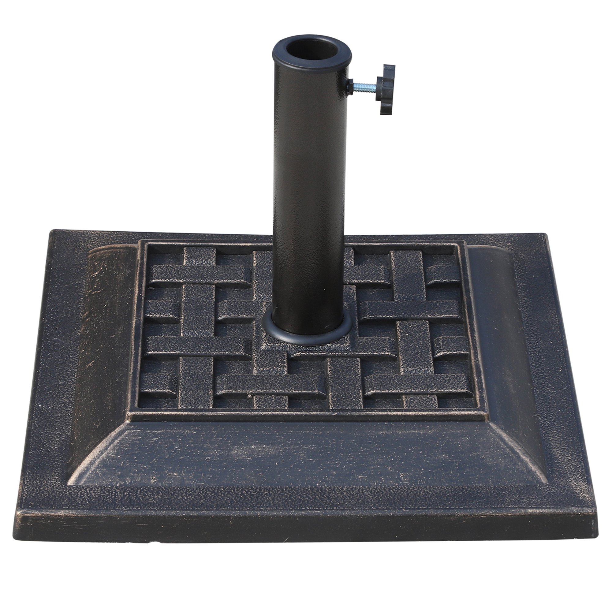 Outsunny Pied de parasol, socle parasol extérieur en résine 9 kg, pour mât de Ø 38/48 mm, pour terrasse, 44 x 44 x 33 cm, bronze