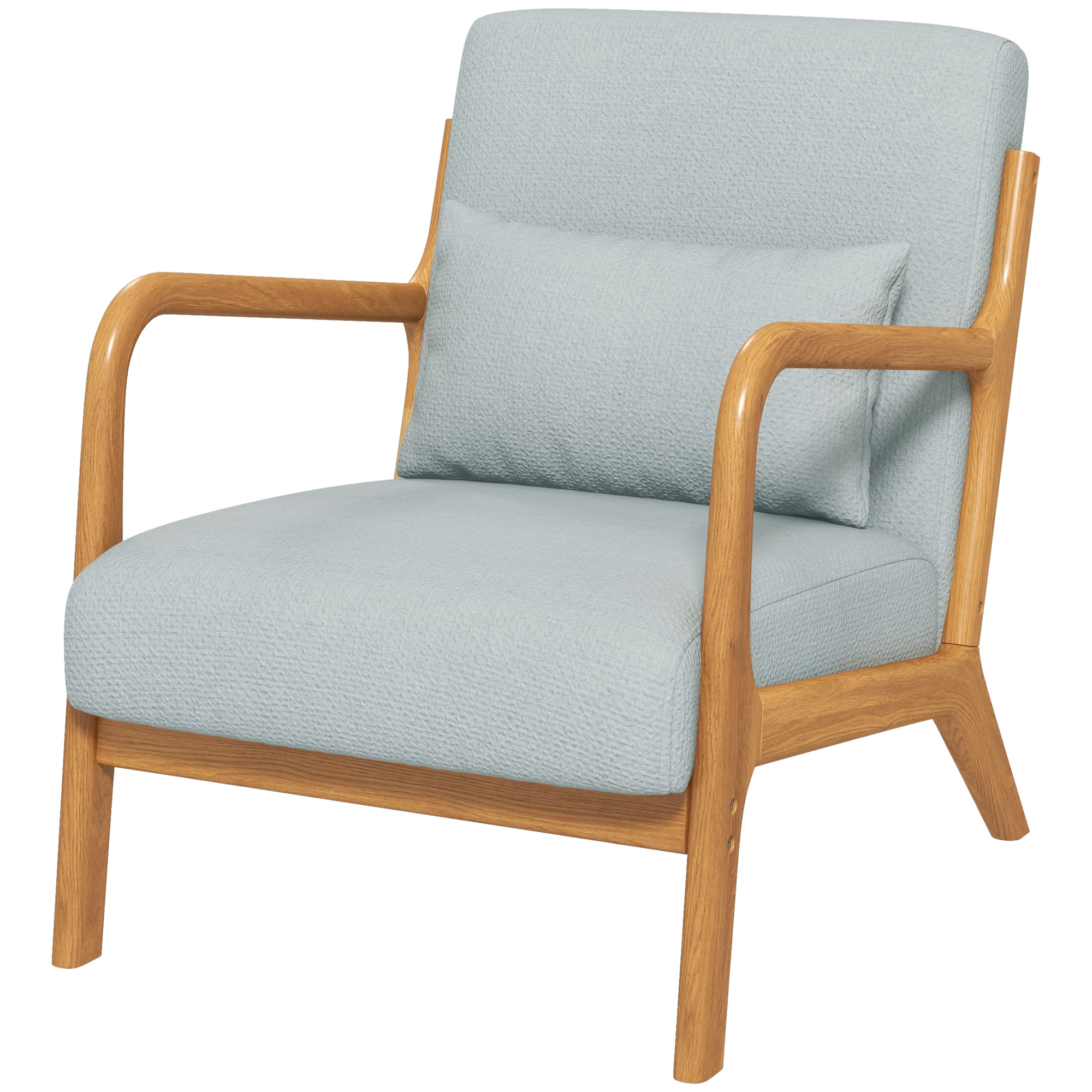 HOMCOM Fauteuil de salon avec cadre en bois massif fauteuil lounge - assise profonde - accoudoirs - aspect velours gris clair