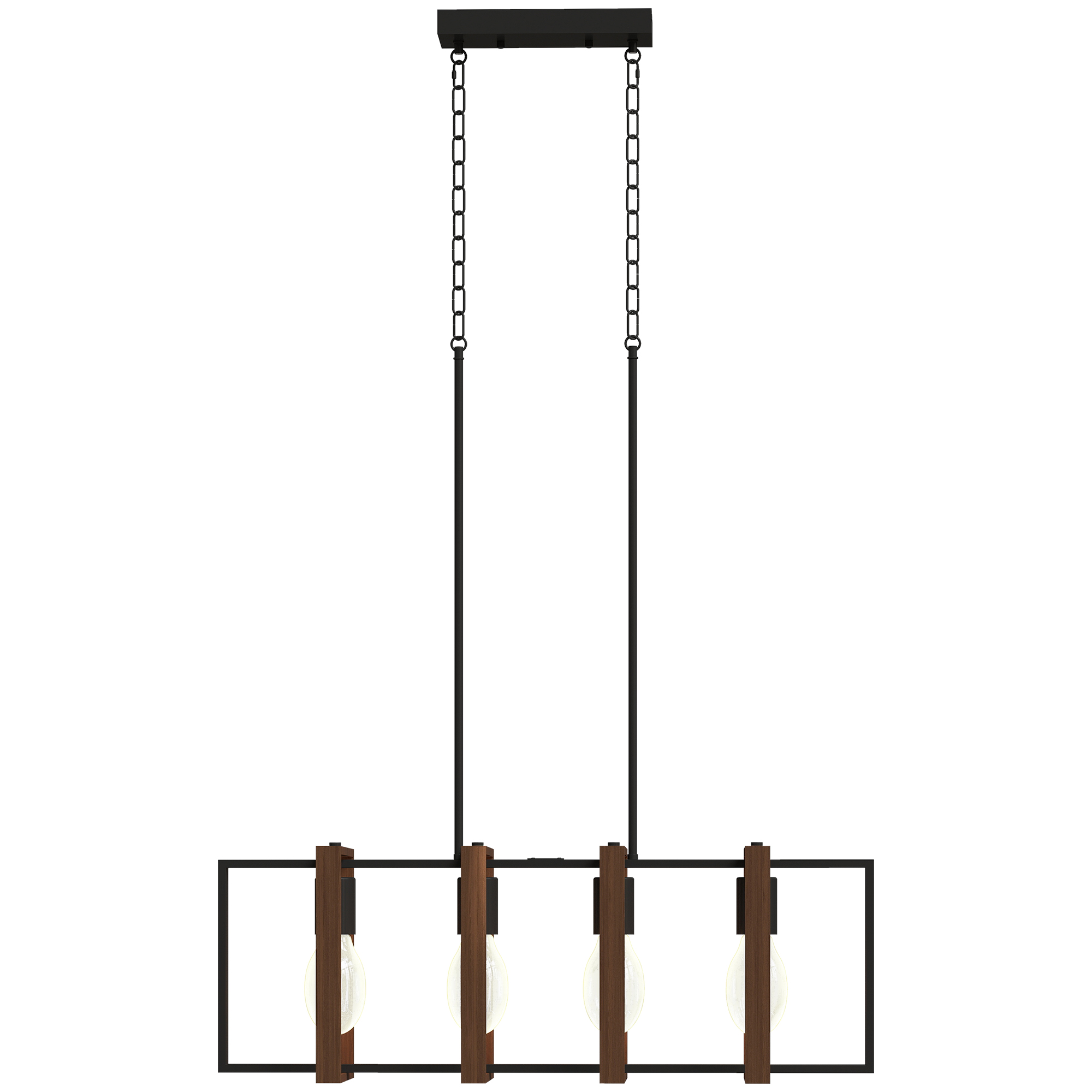 HOMCOM Suspension luminaire moderne, lustre plafonnier avec 4 cadres rotatifs et hauteur réglable, 80 x 21 x 90-130 cm, noyer