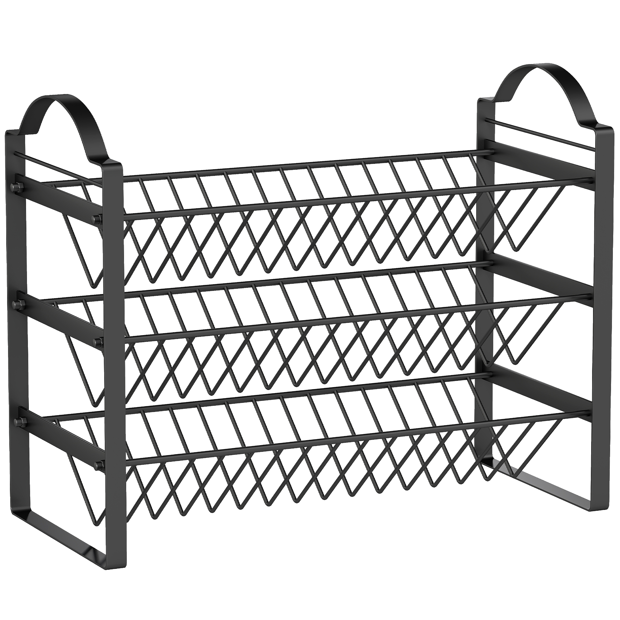 HOMCOM Suport pentru Condimente de Bucătărie cu 3 Nivele Organizator Salvaspațiu cu Rafturi Înclinate din Metal Montaj Ușor Negru | Aosom Romania