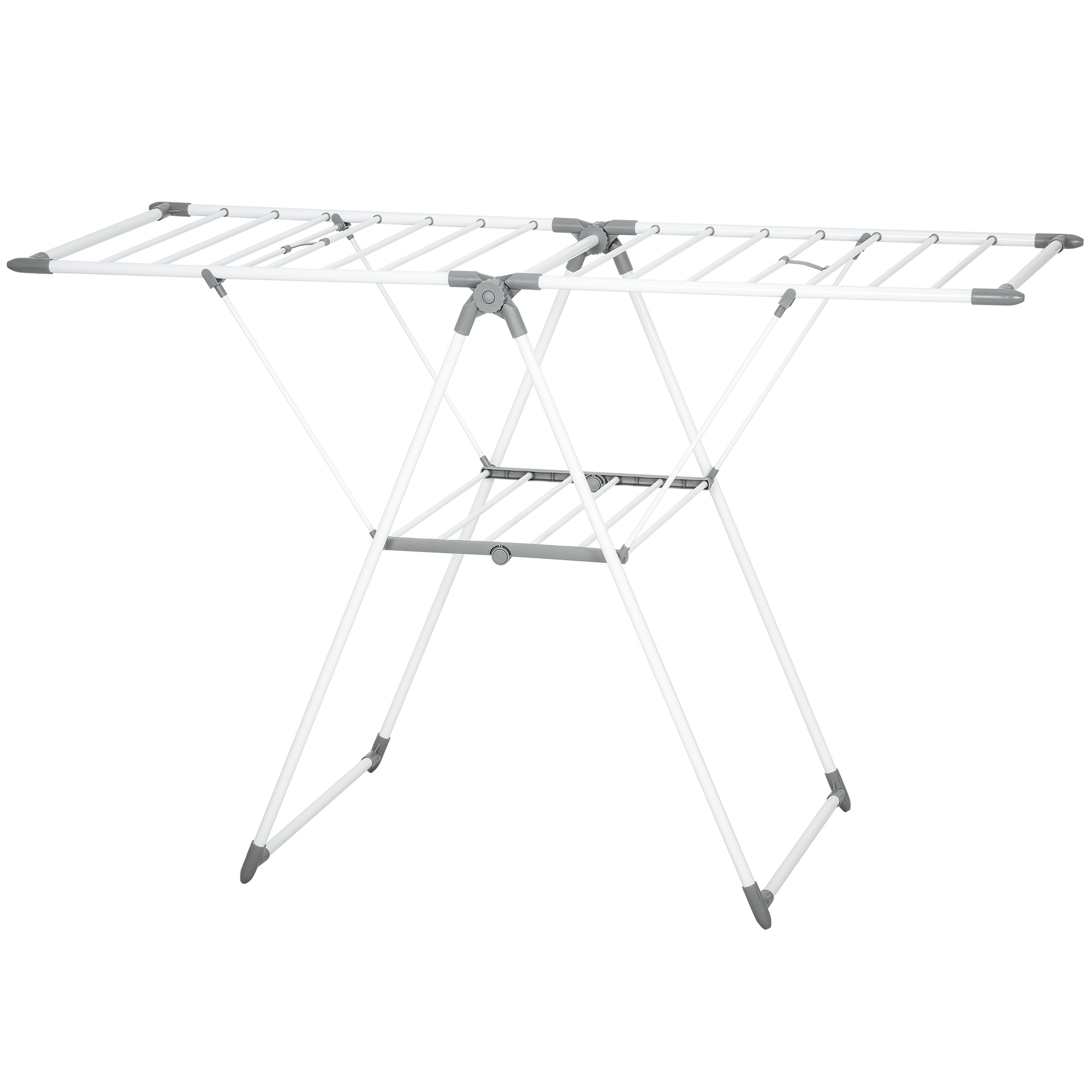 HOMCOM Séchoir à linge pliable étendoir linge intérieur avec bras articulés réglables en métal 156,5 x 61,5 x 97 cm blanc