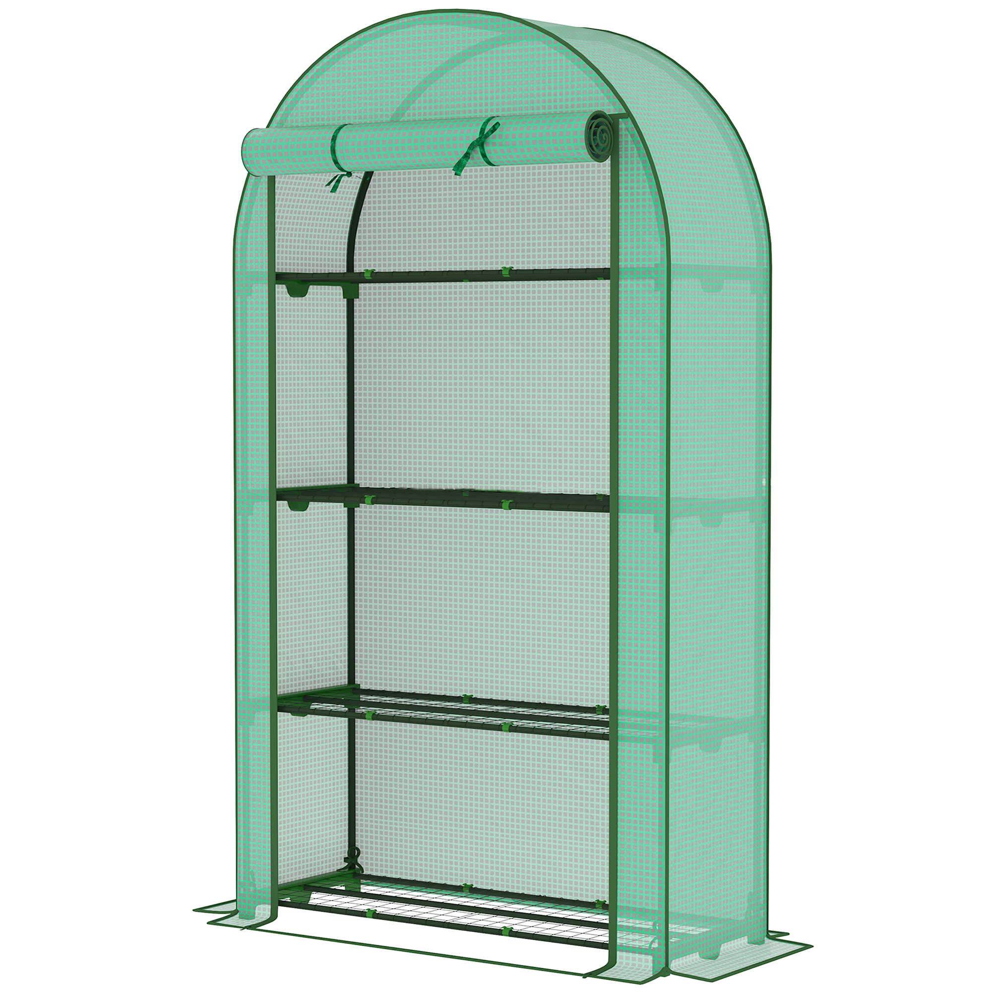 Outsunny Serre de jardin serre de balcon avec étagères à 4 niveaux, bâche en PE pour légumes, plantes,105 x 45 x 160 cm, vert