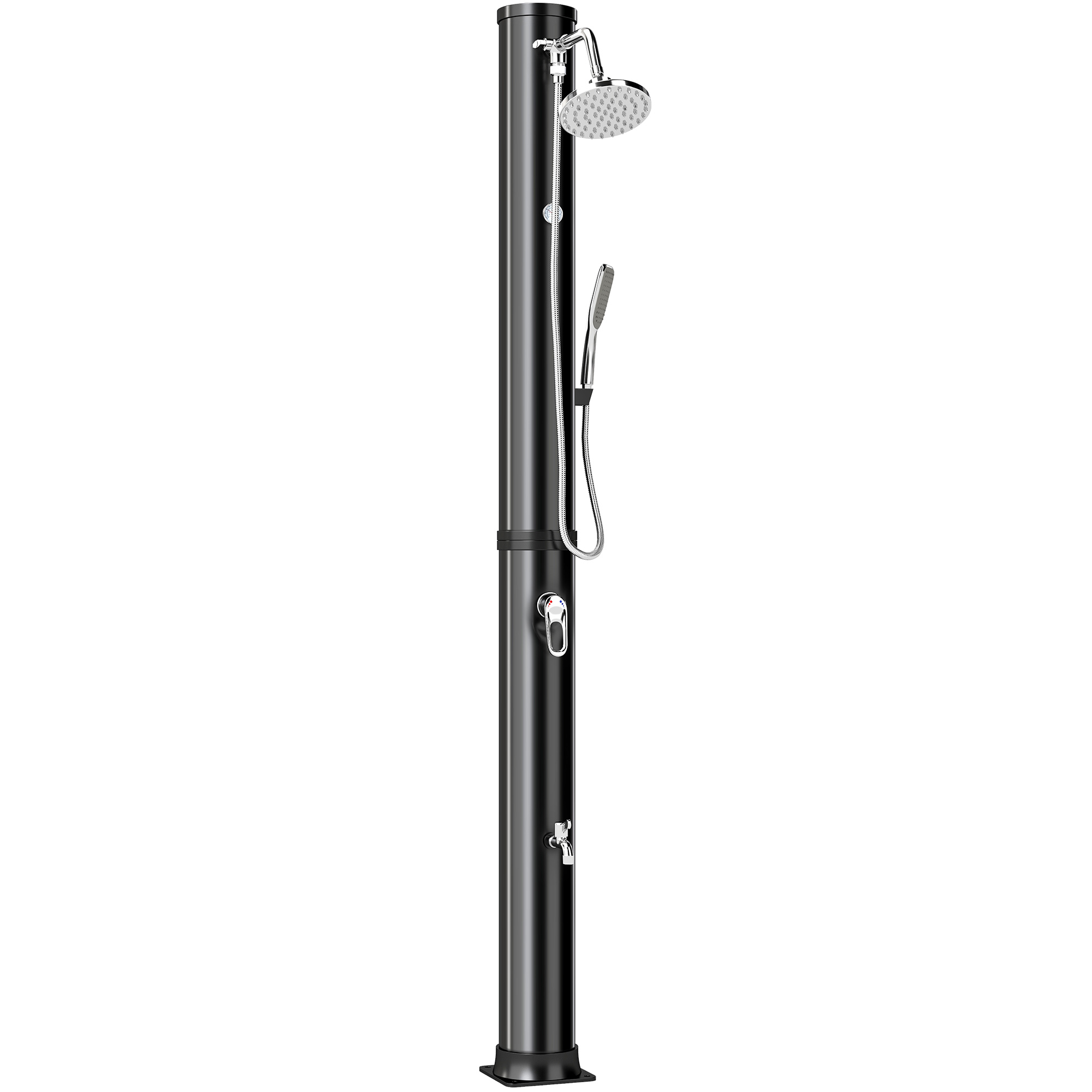 Outsunny Douche Solaire de Jardin 40L avec Douchette à Main et Robinet Lave-Pieds Mitigeur Eau Chaude 218cm de Haut Anti-UV Noir