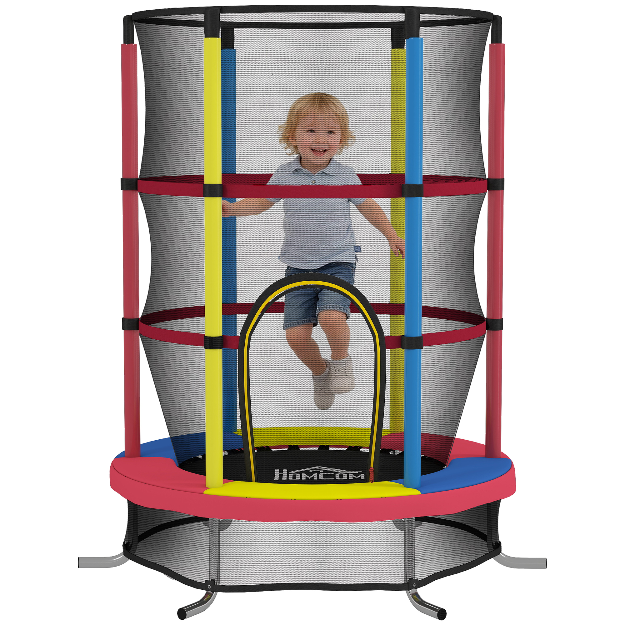 HOMCOM Trampolín Infantil De 140 Cm Con Red De Seguridad Y Marco De Acero – Para Niños De 3 A 10 Años, Carga 50 Kg