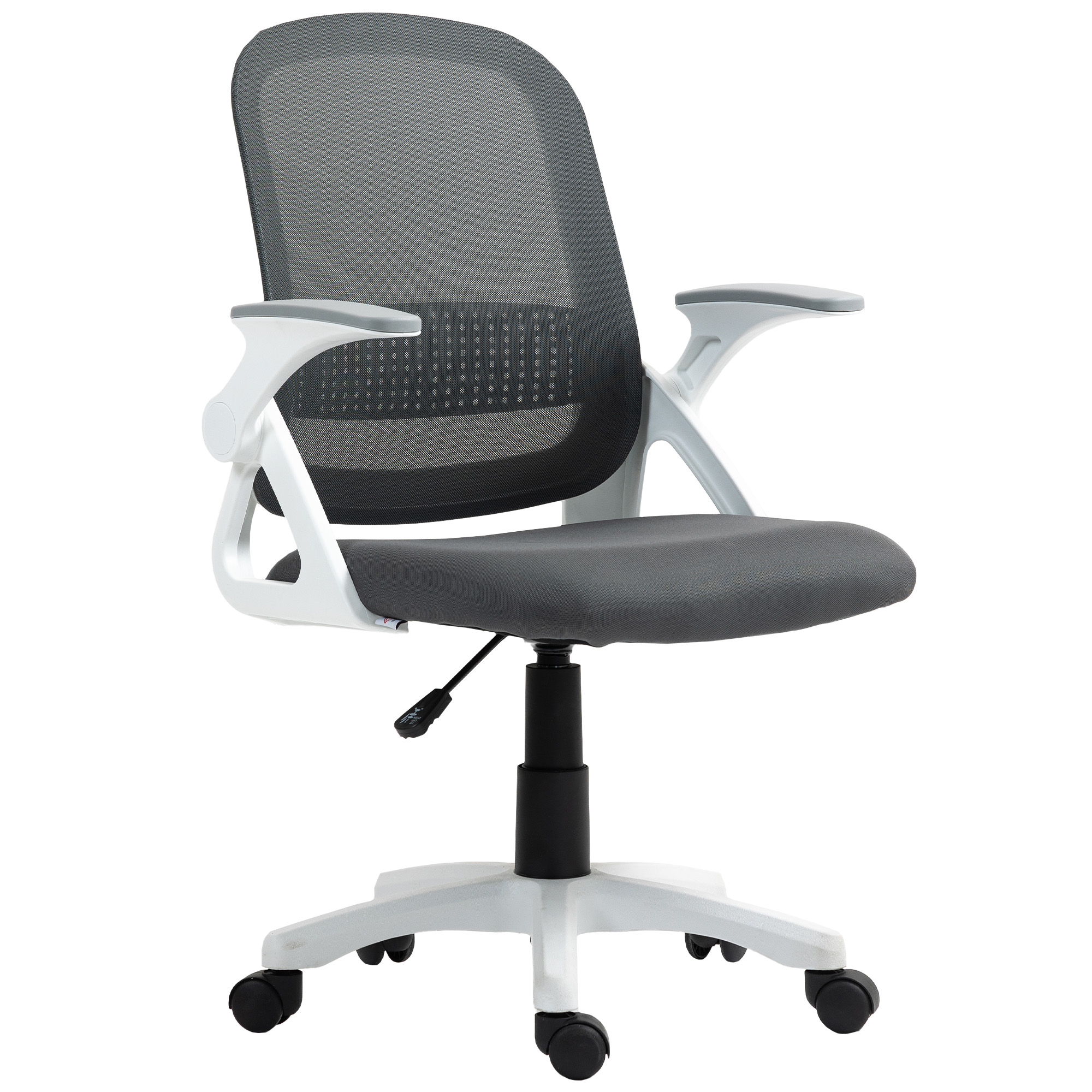 HOMCOM Chaise bureau ergonomique, fauteuil de bureau en maille avec accoudoirs relevables, hauteur réglable, gris
