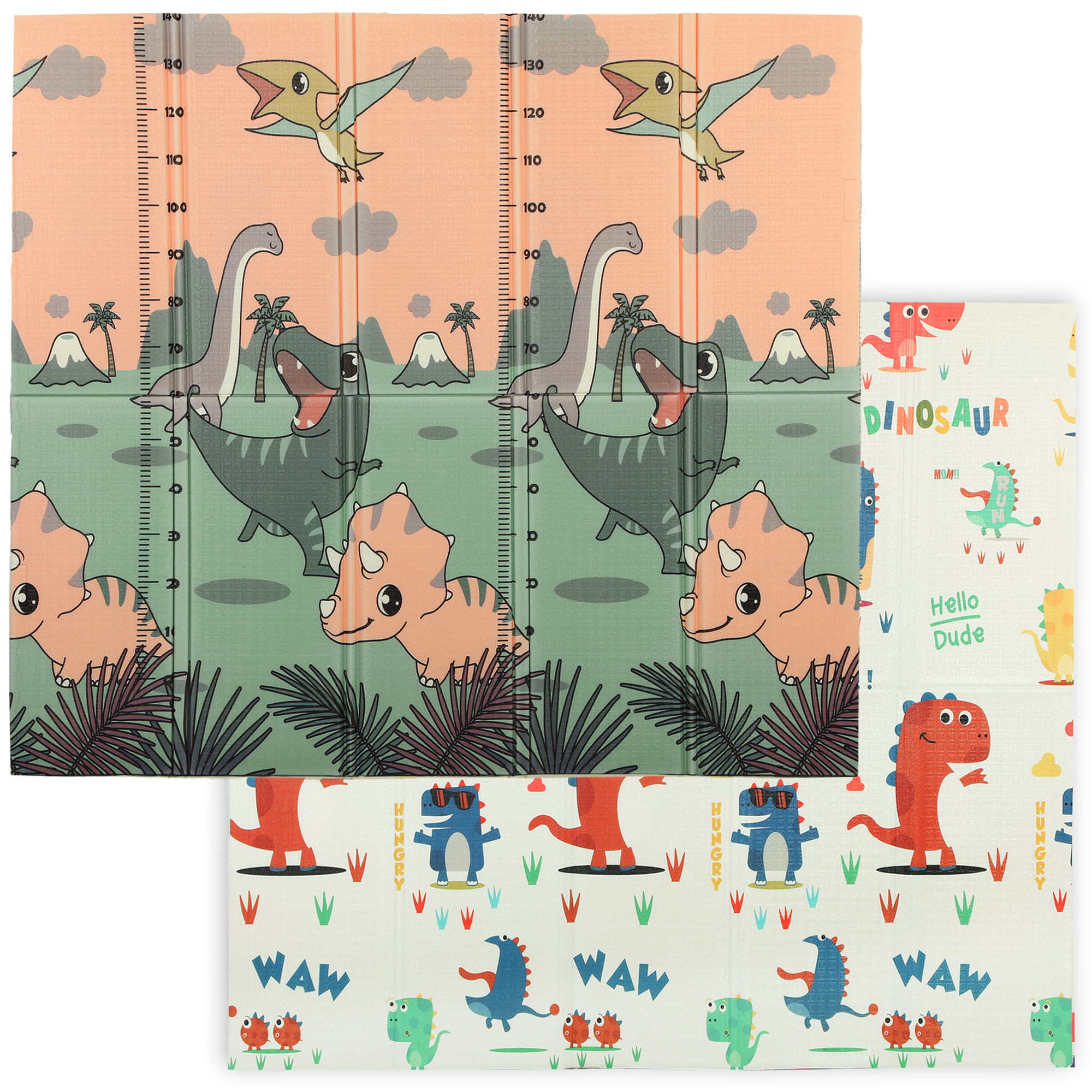 AIYAPLAY Tapis de jeu pour enfant bebe, tapis d'éveil bébé pliable épais réversible en mousse, 196 x 176 x 1,5 cm, multicolore