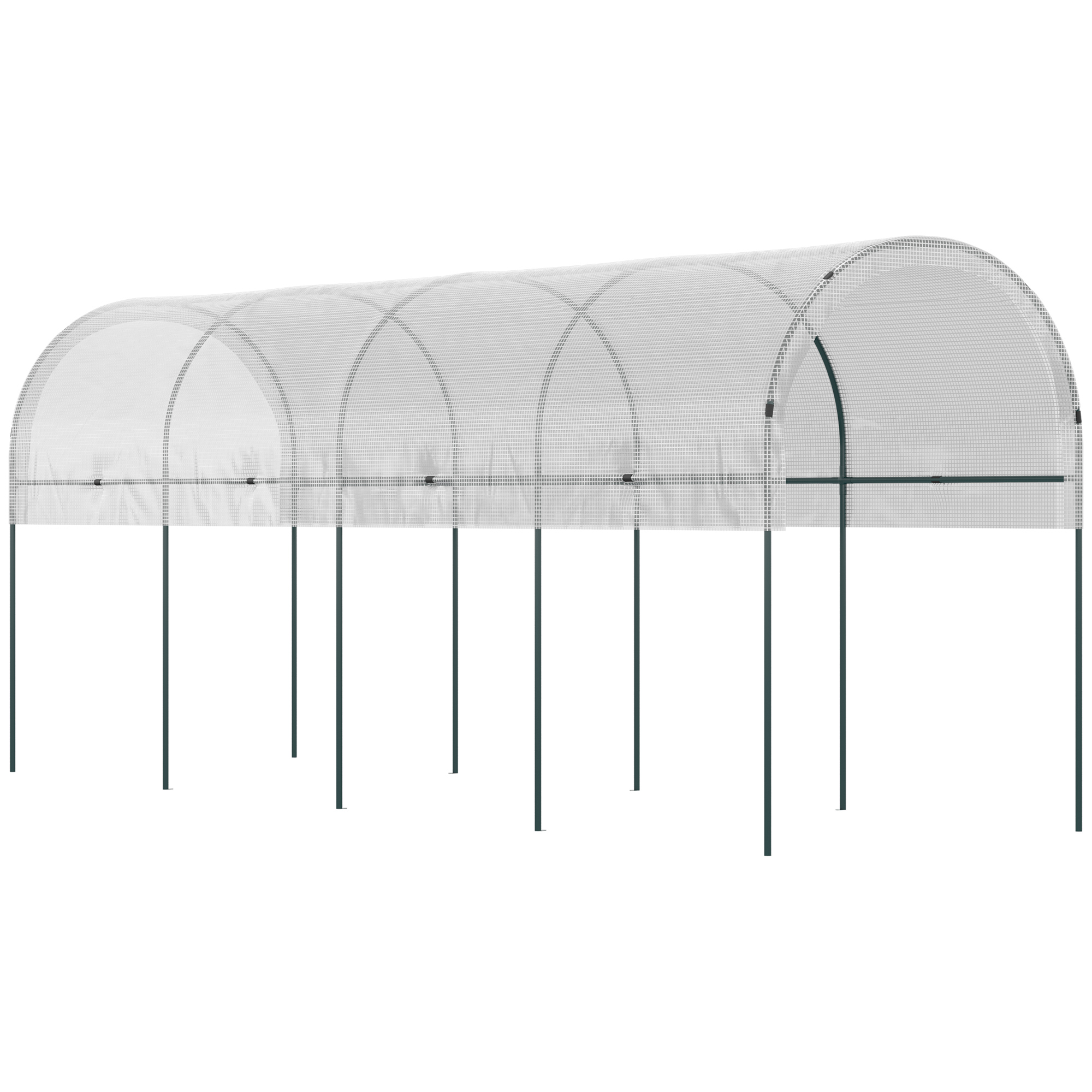 Outsunny Daszek ochronny dla roślin, półokrągły dach, stalowy stelaż, wytrzymała plandeka, biały, 4x1,2x1,7m | Aosom PL