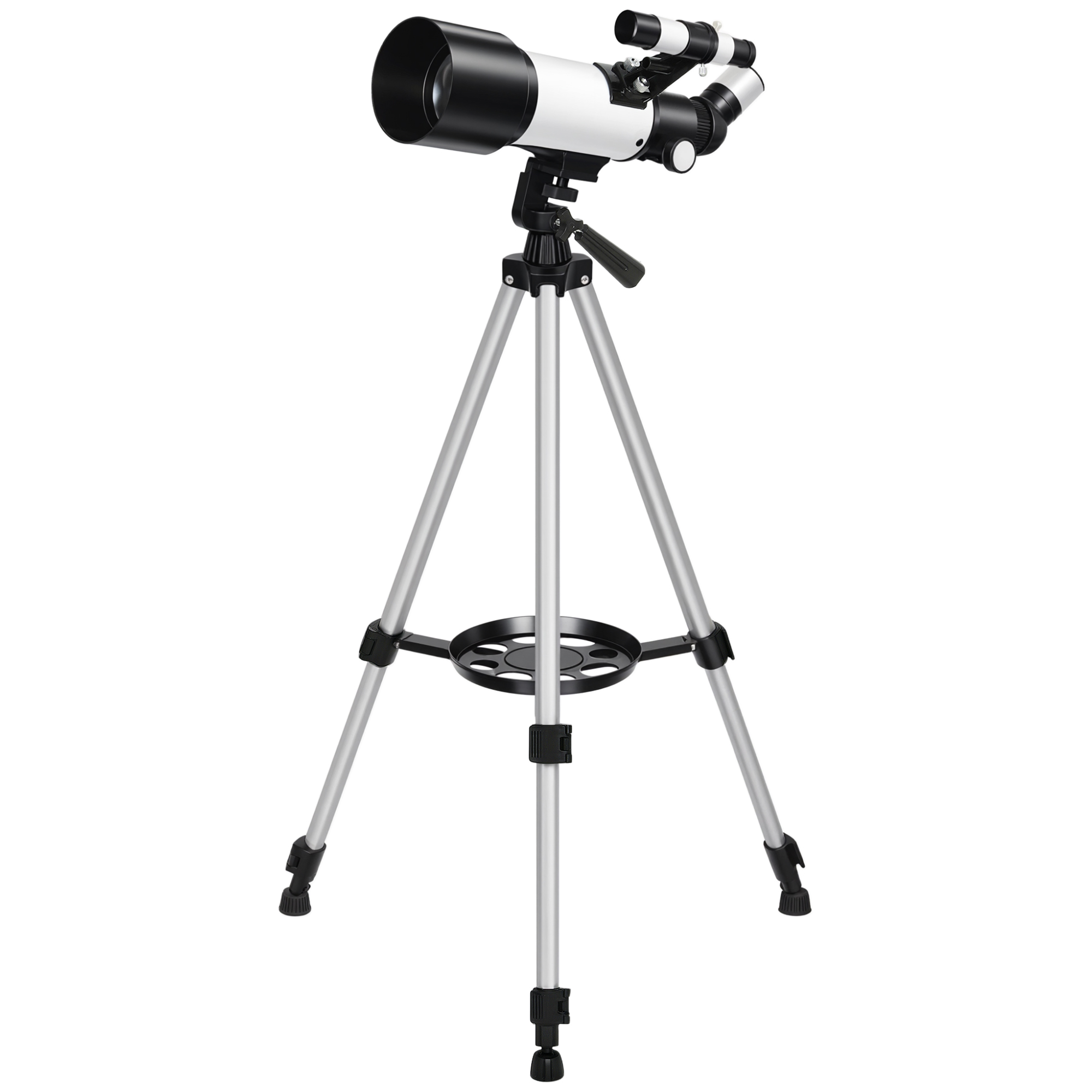 Outsunny Télescope Astronomique pour Adultes et Débutants 70 mm, 2 Oculaire 40X/16X, Trépied Réglable, 80 x 80 x 135 cm, Blanc