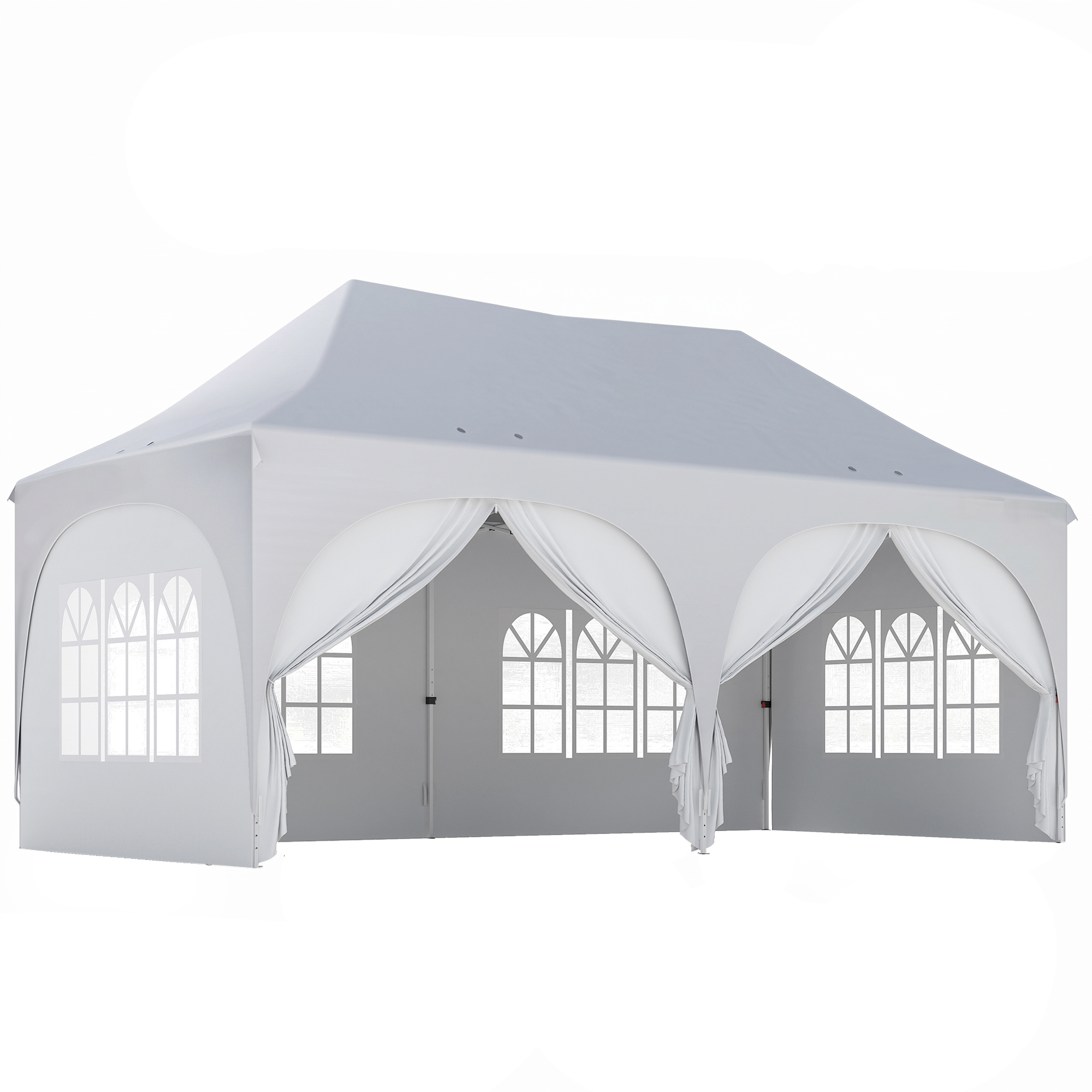 Outsunny Pop-up Faltpavillon Pavillon 3x6m Wasserdicht Höhenverstellbar mit Spitzdach Ablauflöcher Seitenteilen UV30+ für Gartenpartys Weiß Aosom.de