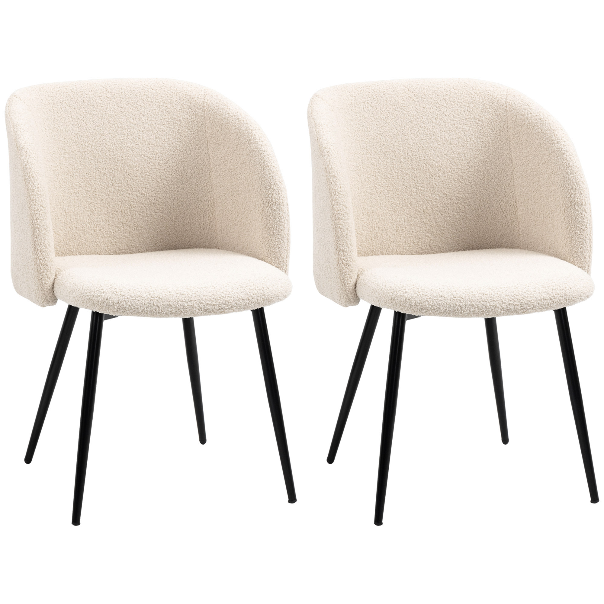 HOMCOM Lot de 2 chaises de salon chaise salle à manger avec dossier en tissu pieds en acier 55 x 62 x 80 cm beige noir