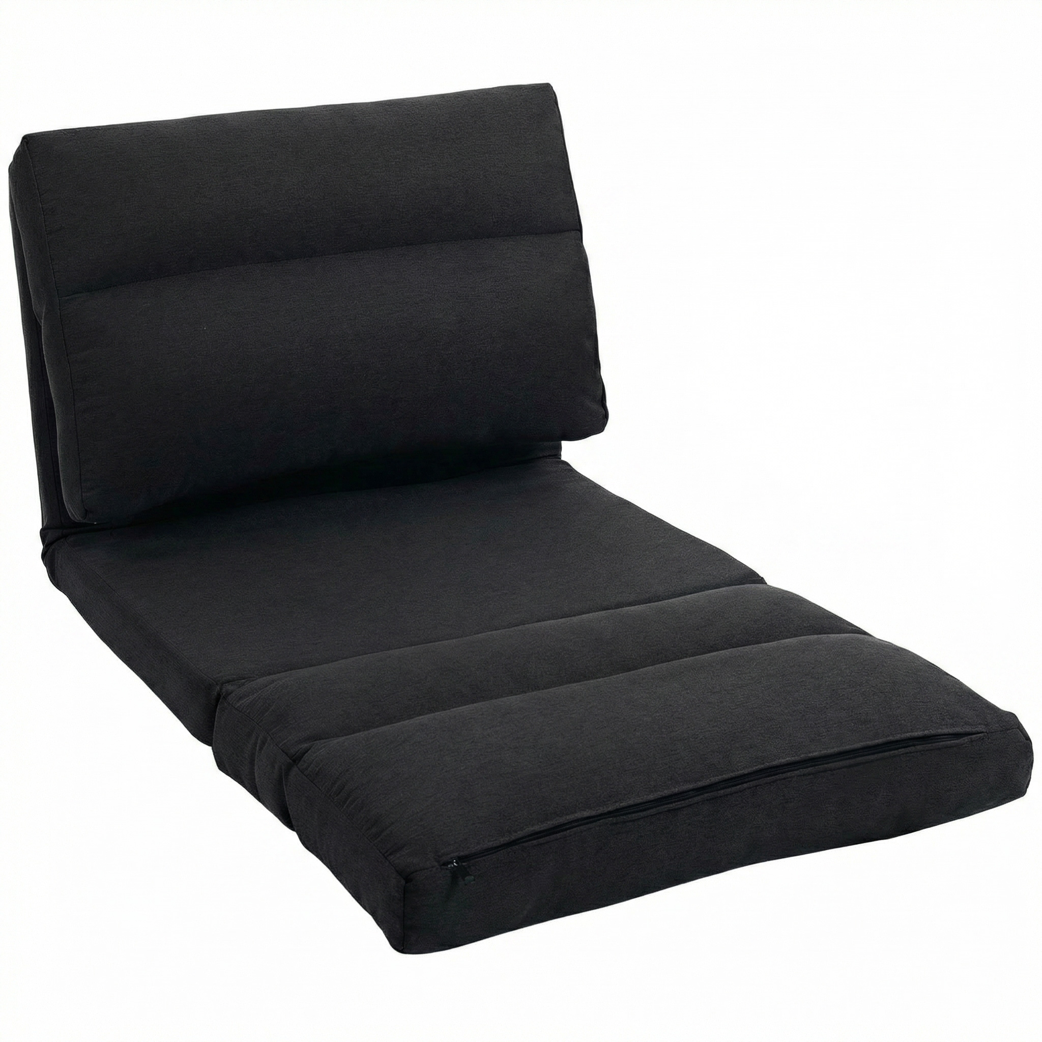 HOMCOM Fauteuil de sol canapé paresseux fauteuil convertible en lit inclinable 90° à 180° tissu - 70 x 72 x 56 cm - noir