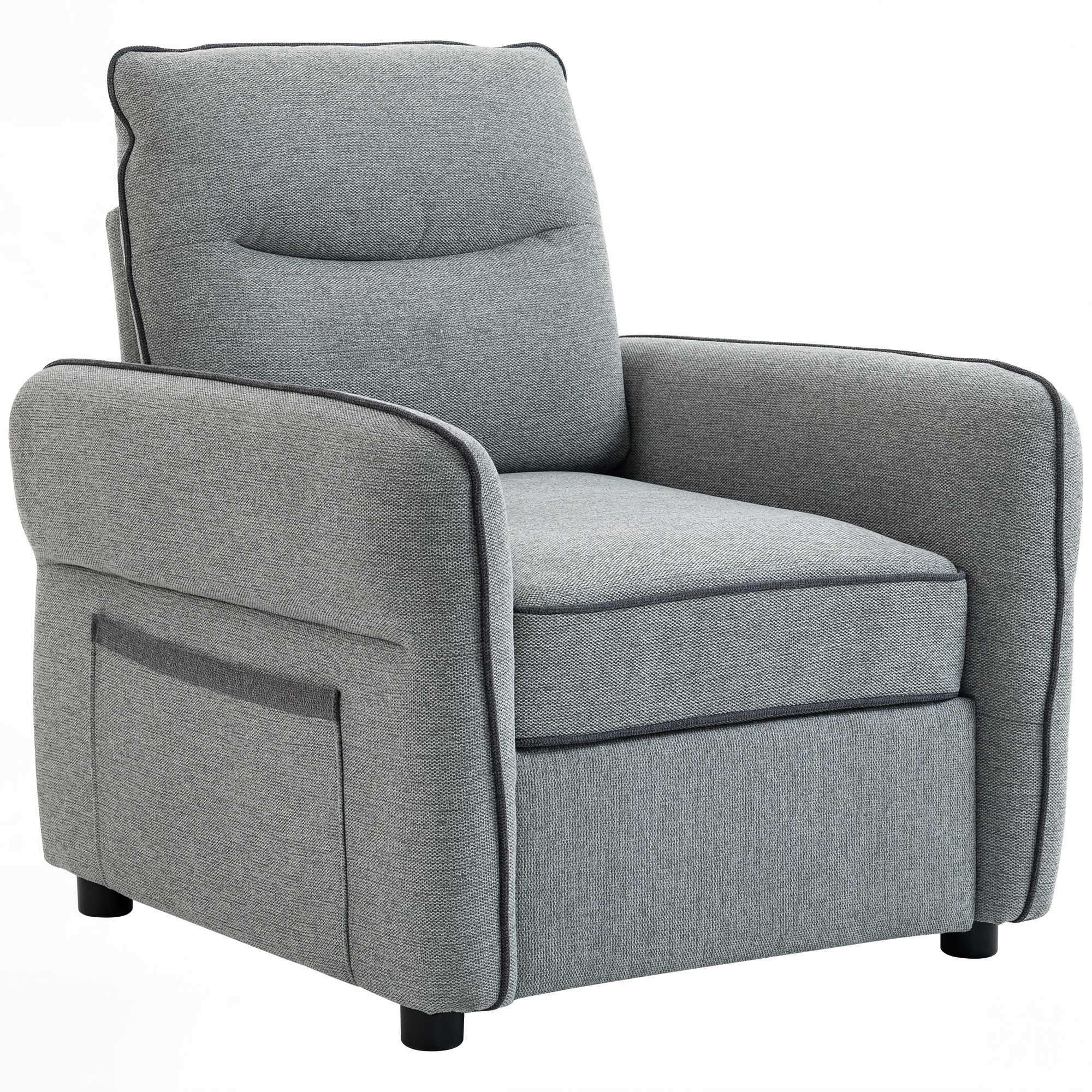 HOMCOM Canapé 1 place, canapé de salon en velours égyptien, poche latérale, 80 x 81 x 90 cm, gris