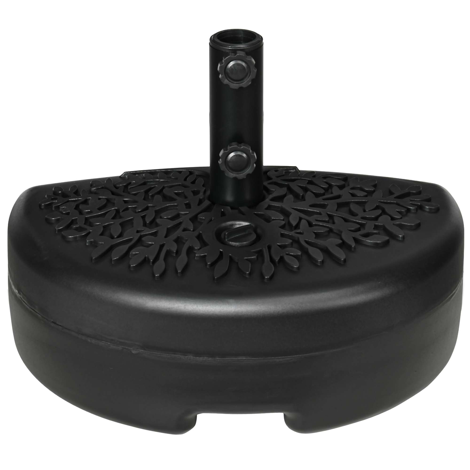 Outsunny Pied de parasol demi-round, socle parasol extérieur à remplir avec 18 kg d'eau / 21 kg de sable, 50 x 31 x 38 cm, noir