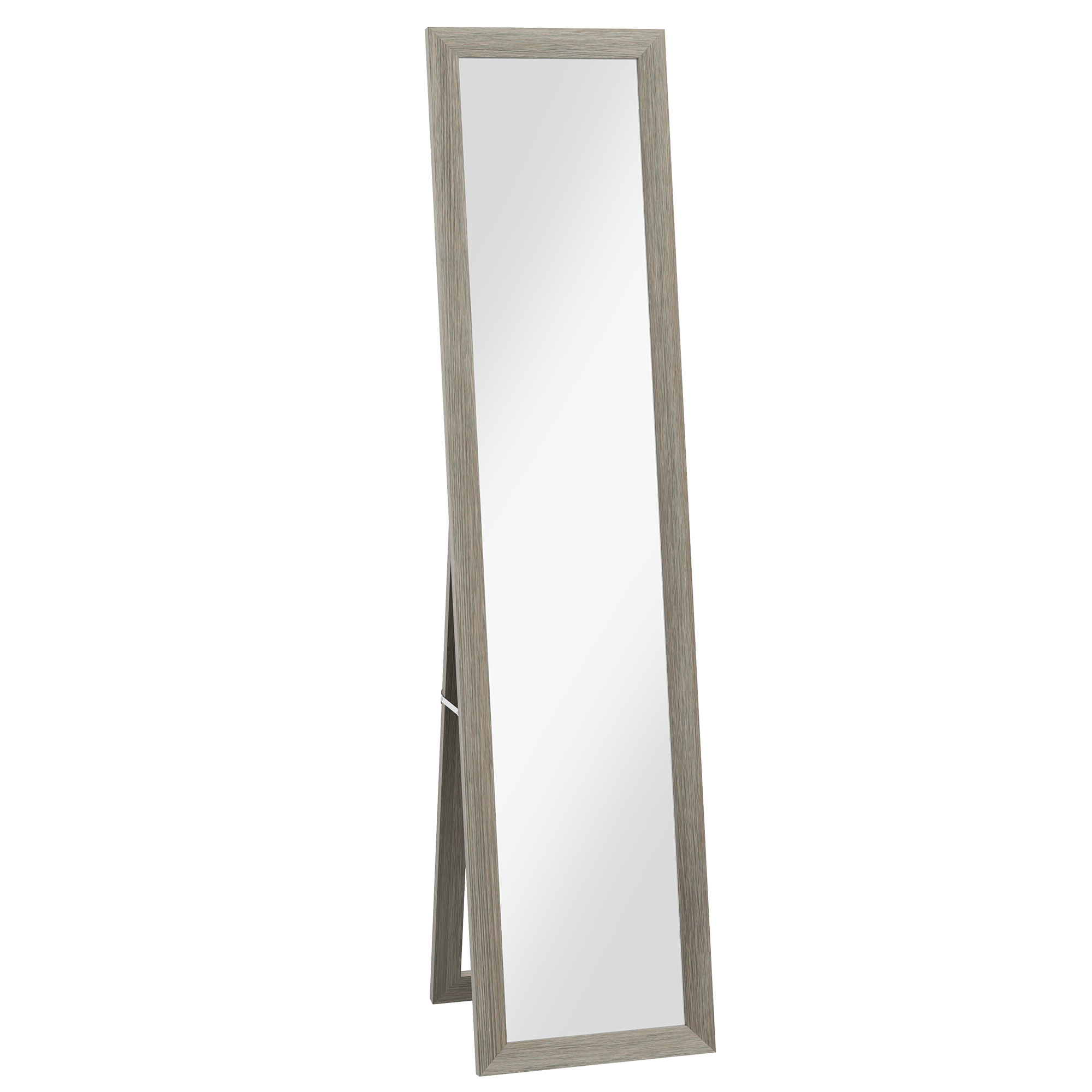 HOMCOM Oglindă corp întreg, 37 x 157 cm, pentru agățat sau pentru așezat, oglindă dreptunghiulară pentru living, dormitor, Gri | Aosom Romania
