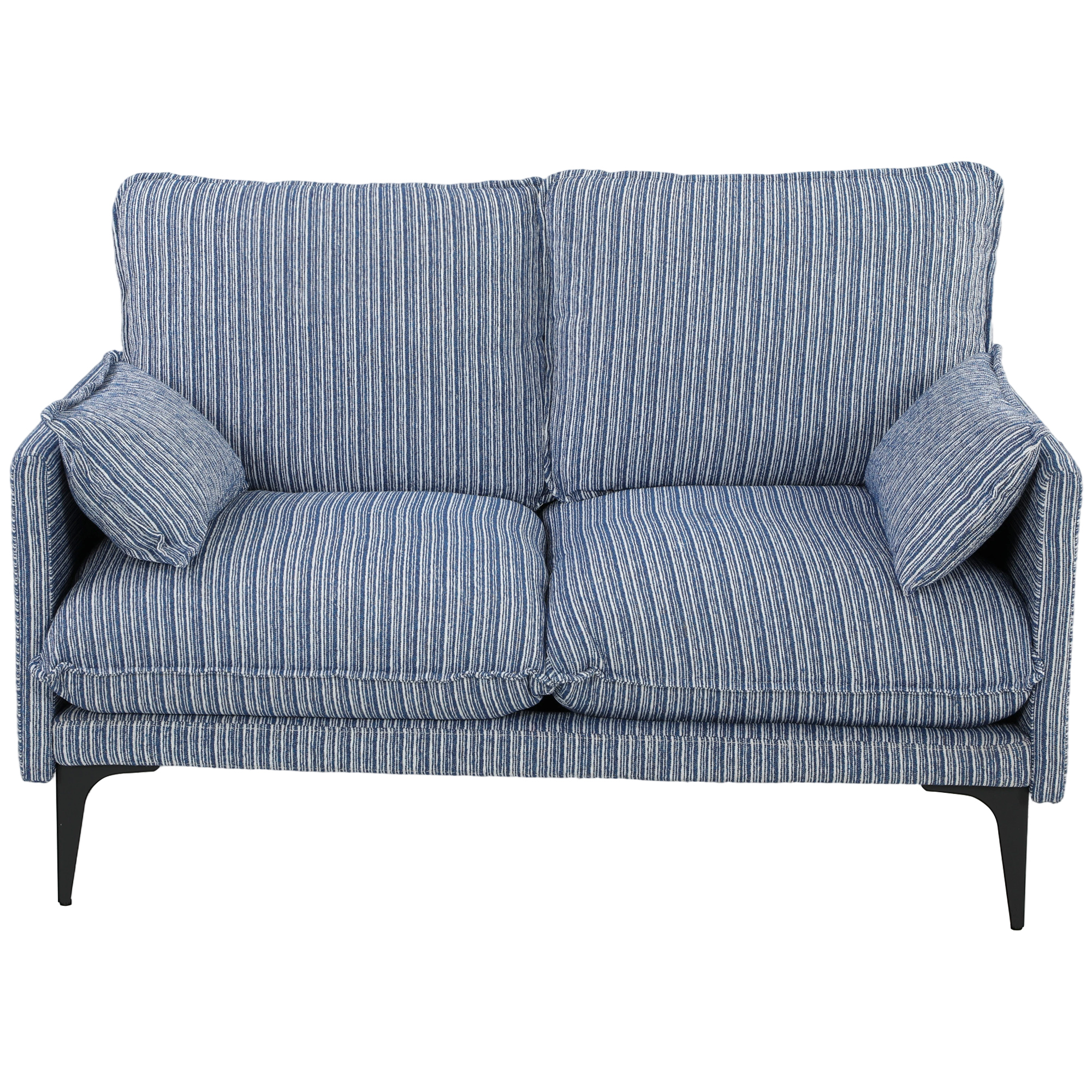 HOMCOM Canapé 2 places en tissu effet lin respirant avec rembourrage épais, 2 coussins, accoudoirs, pour salon, Bleu