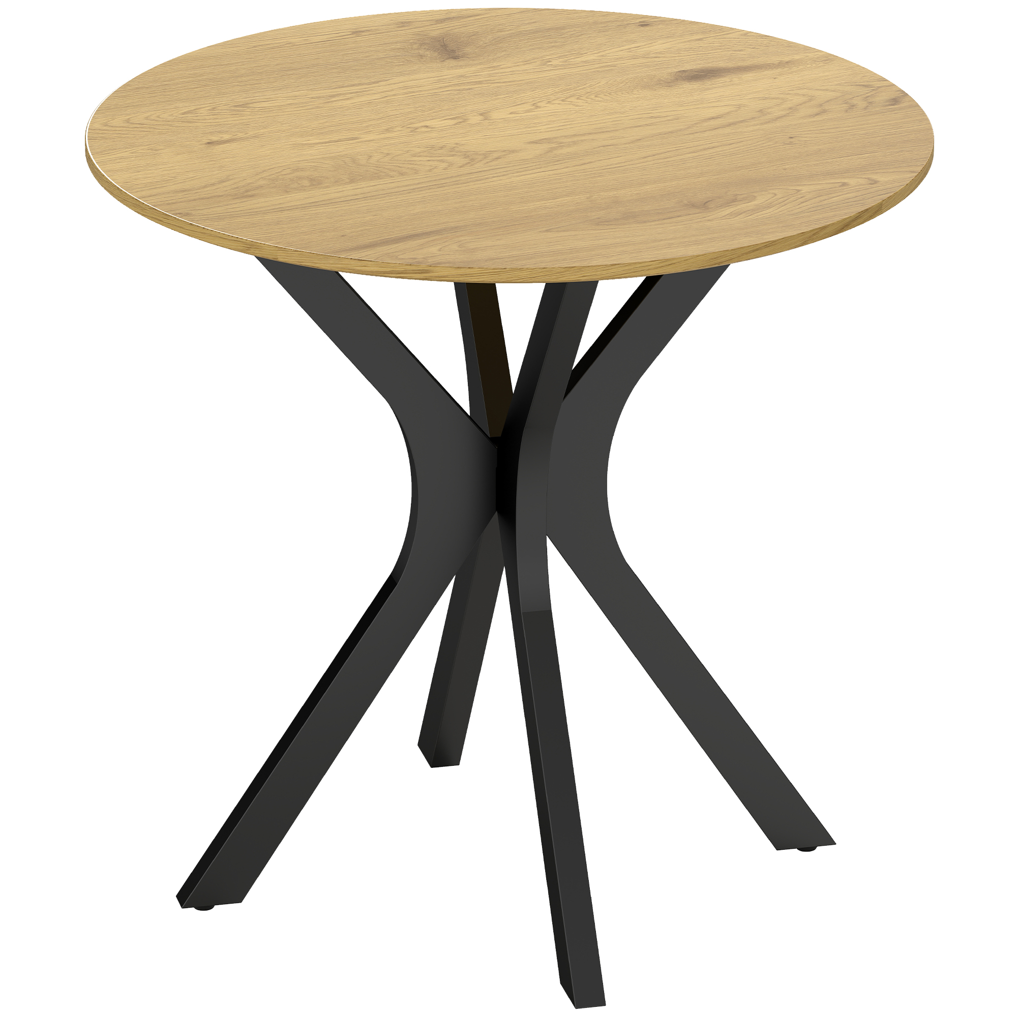 HOMCOM Esstisch 78 x 78 cm Runder Küchentisch für 2 Personen Esszimmertisch mit Spider-Stahlgestell Kaffeetisch für Küche, Esszimmer und Wohnzimmer Naturholz Aosom