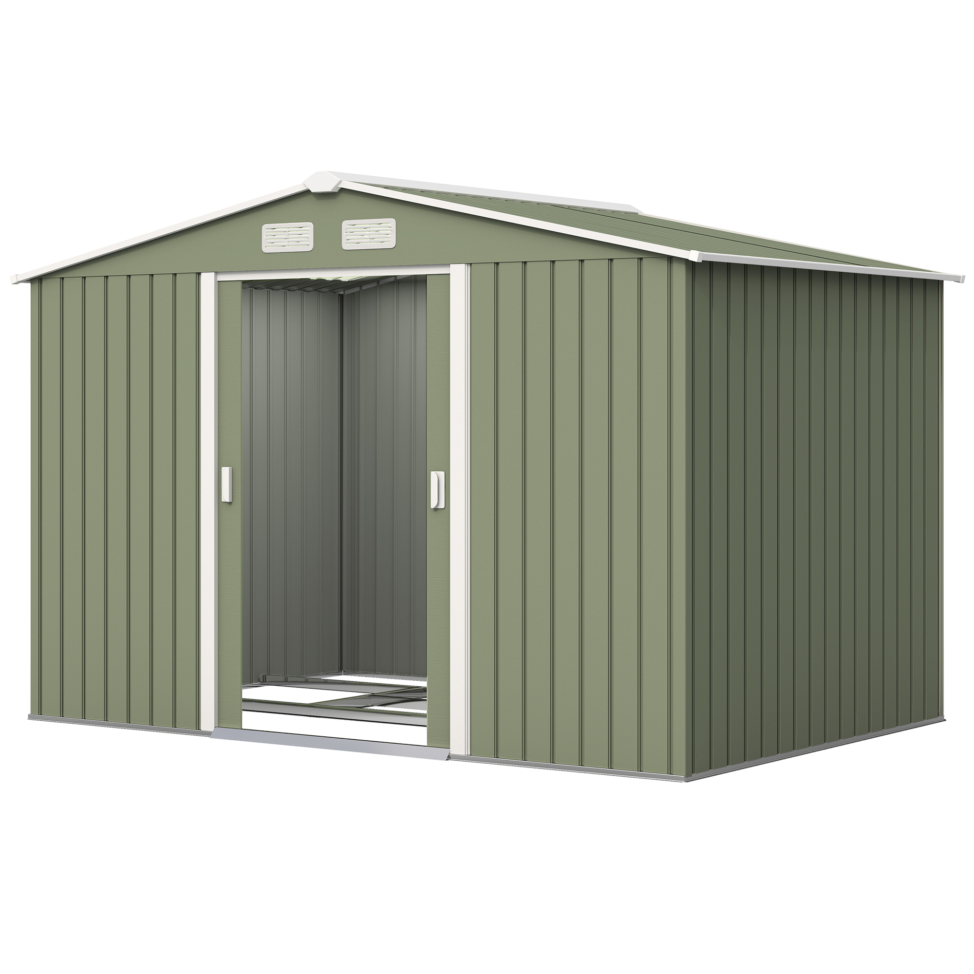 Outsunny Abri de Jardin 4,9 m² cabane de jardin armoire de jardin Porte coulissante ventilations tôle Acier Vert clair