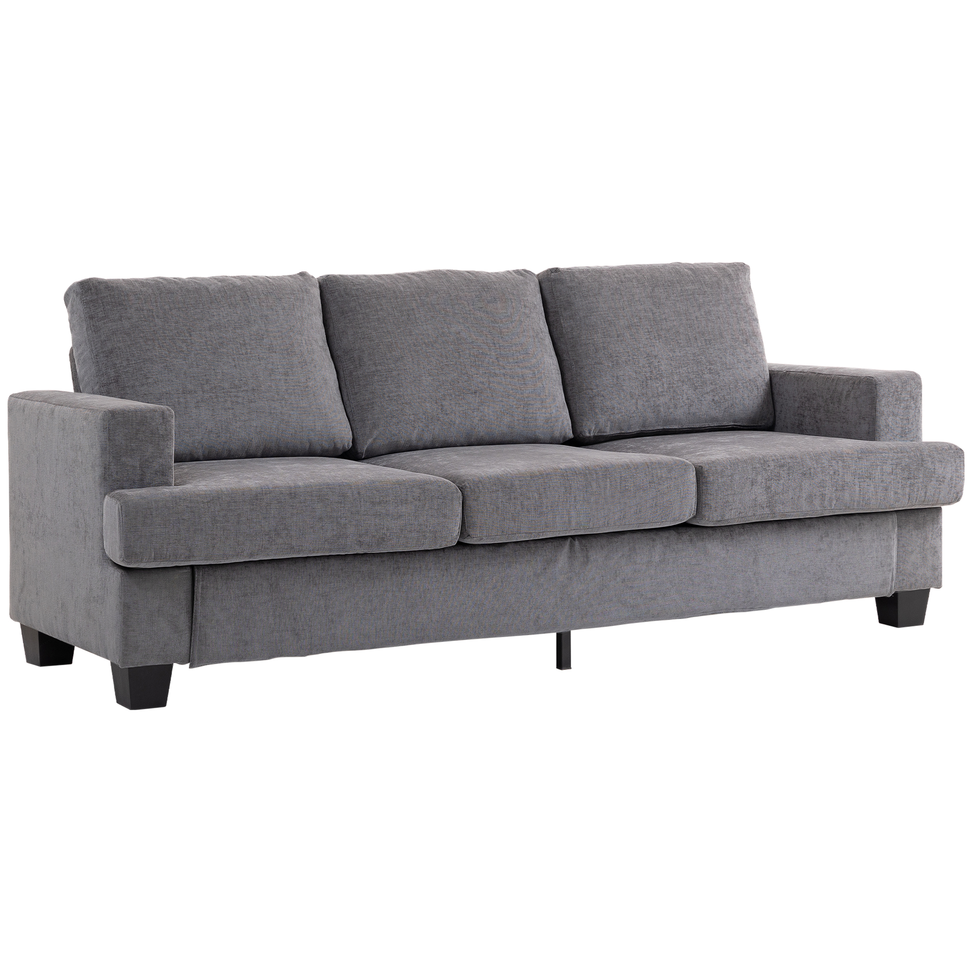 HOMCOM 3-Sitzer Sofa, Couch mit Armlehnen, Loungesofa mit Chenille-Optik, Stahlbeinen, Gepolstert Polstersofa für Wohnzimmer, Schlafzimmer 213 x 82 x 90 cm, Grau Aosom
