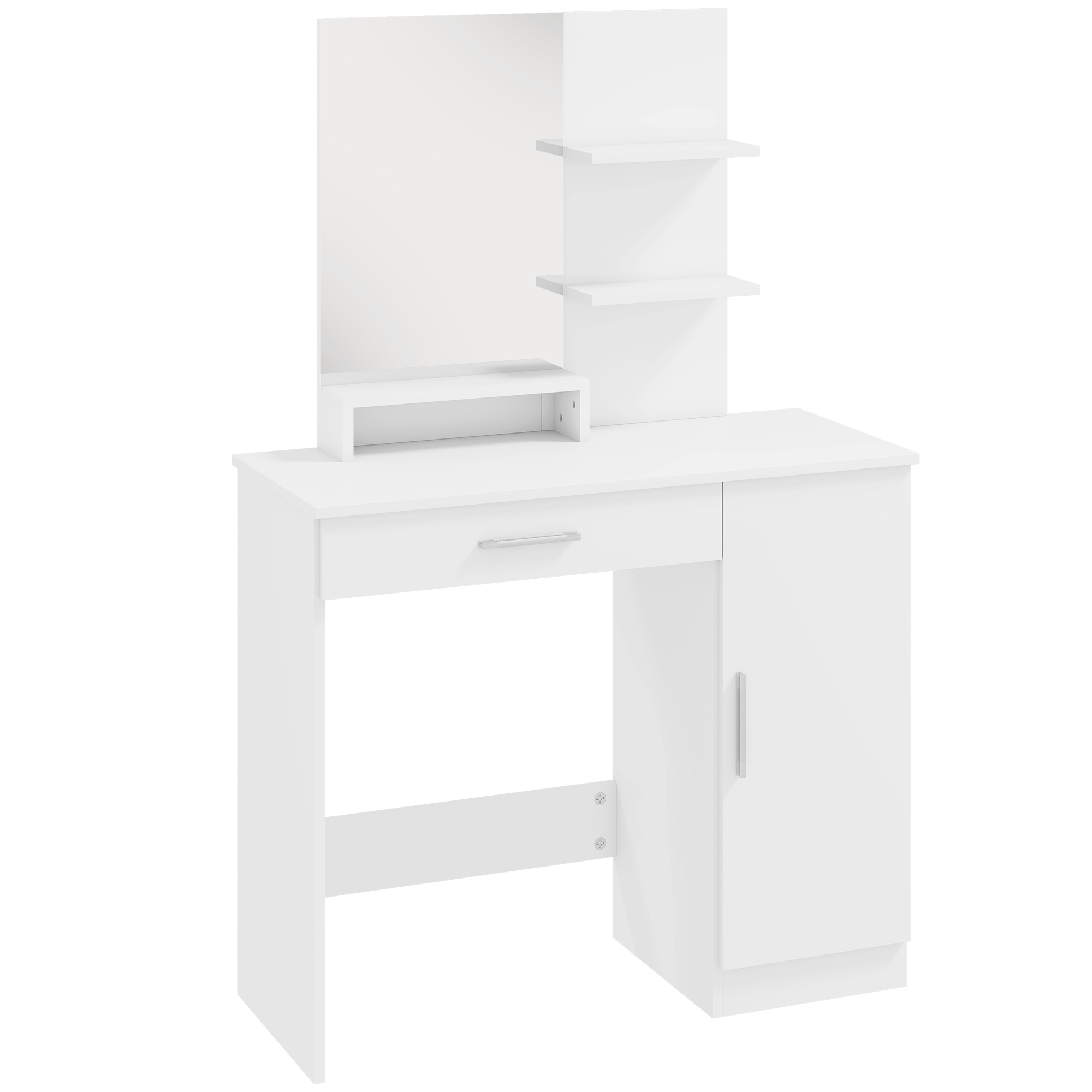HOMCOM Masuță cu Oglindă de Machiaj din PAL Alb 90x38x138 cm | Aosom Romania