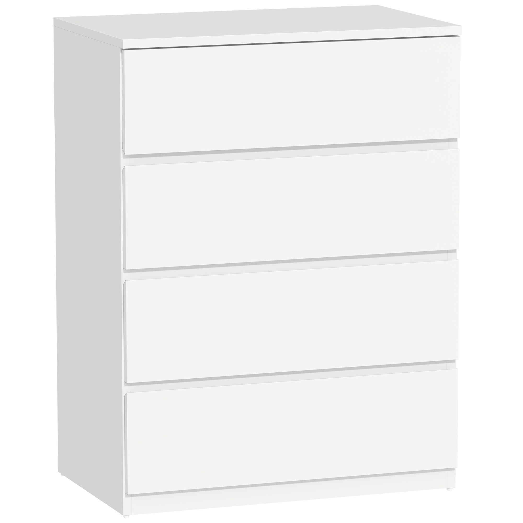 HOMCOM Comodă cu 4 Sertare, Organizator de Depozitare cu Ghidaje Metalice și Mânere cu Caneluri, 60x40x80 cm, Alb | Aosom Romania