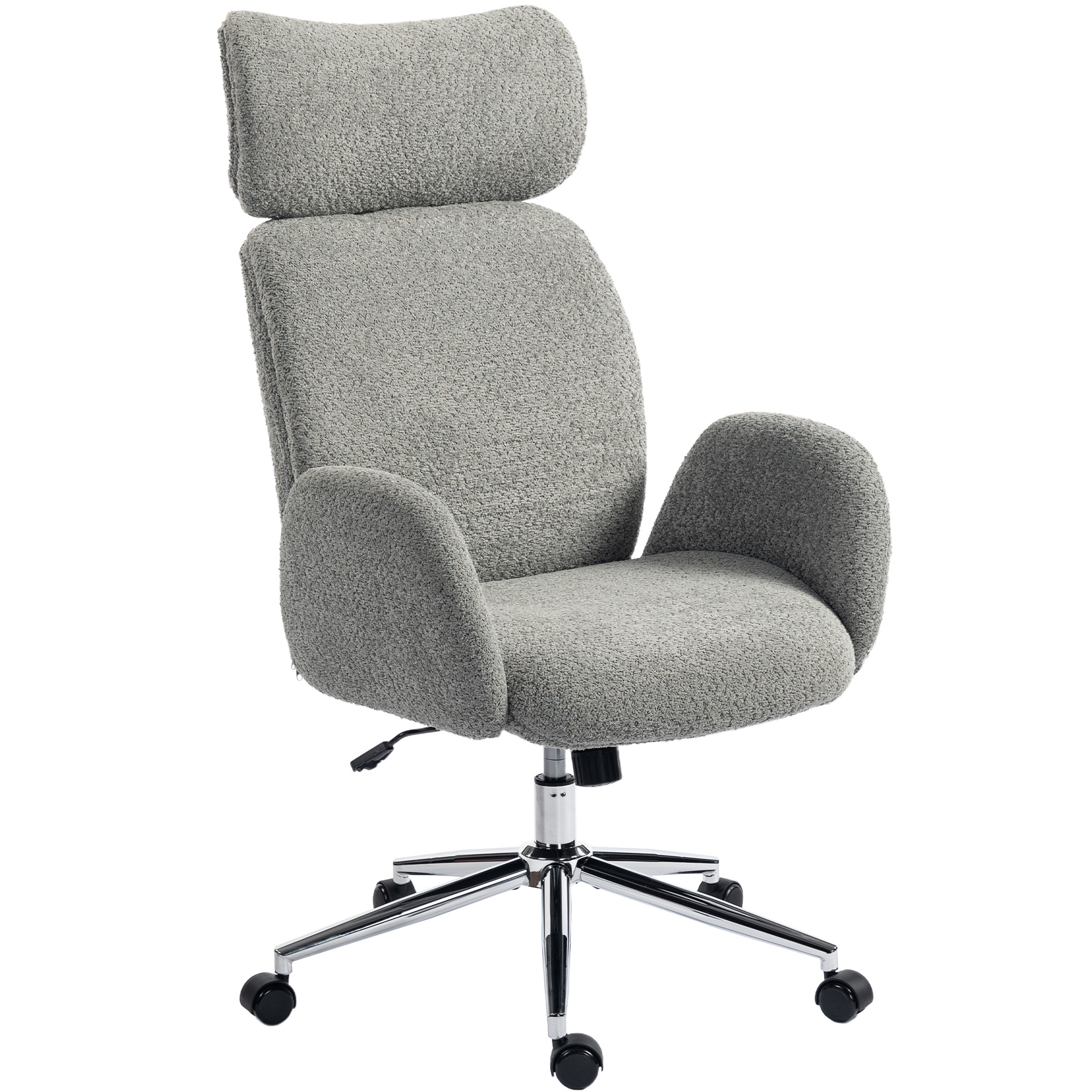 HOMCOM Fauteuil de bureau avec appuie-tête réglable, chaise de bureau ergonomique, fonction basculante, réglable en hauteur, gris foncé