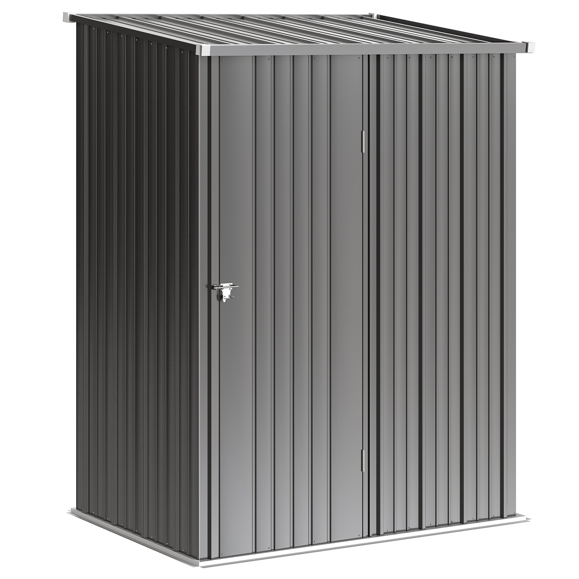 Outsunny Magazie de Gradina Pentru Unelte din Tabla de Otel, Magazie pentru Unelte cu Zavor, 161.5x94.5x196cm, Negru | Aosom Romania