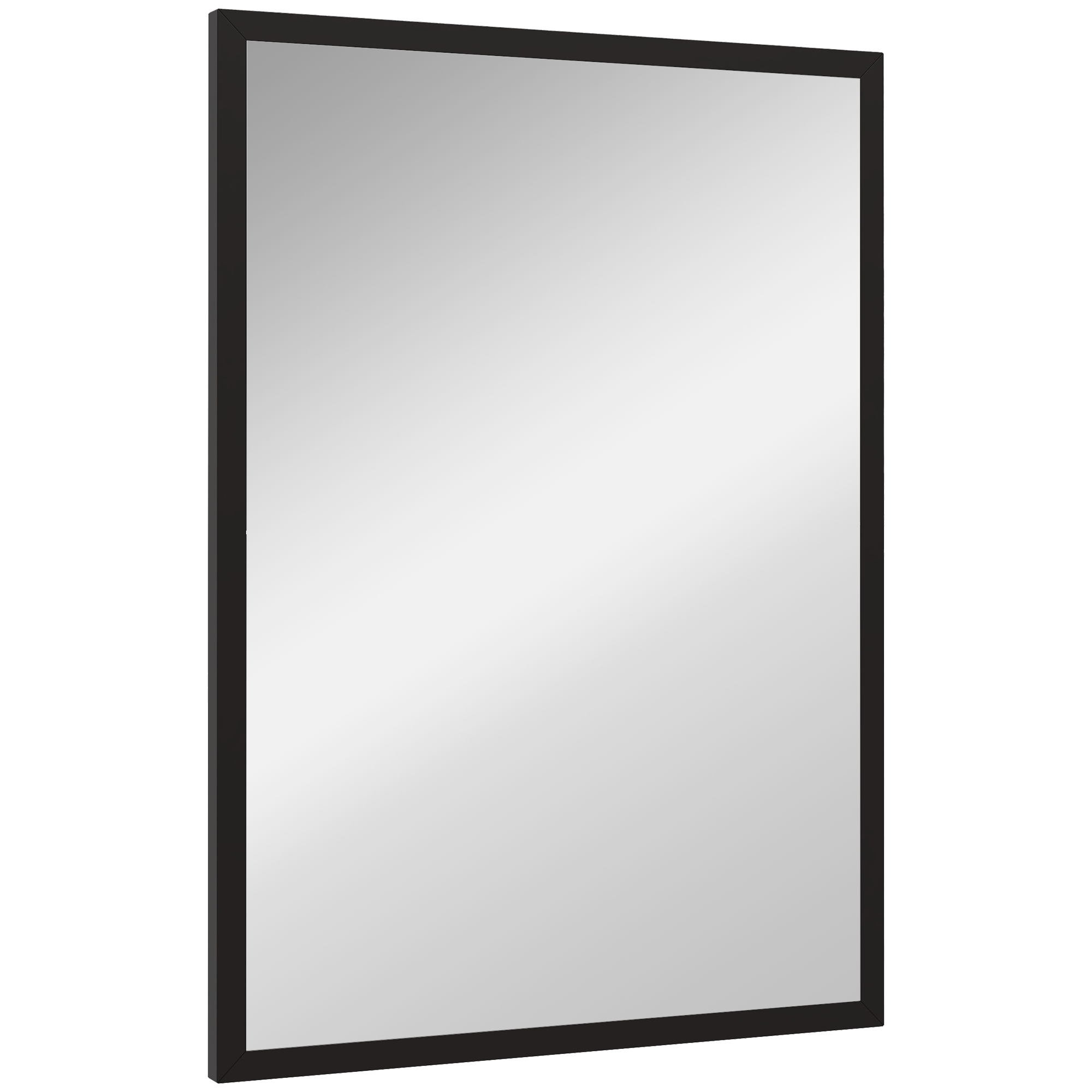 HOMCOM Miroir mural rectangulaire 50 x 70 cm, cadre en bois noir, idéal pour la salle de bain, salon ou chambre