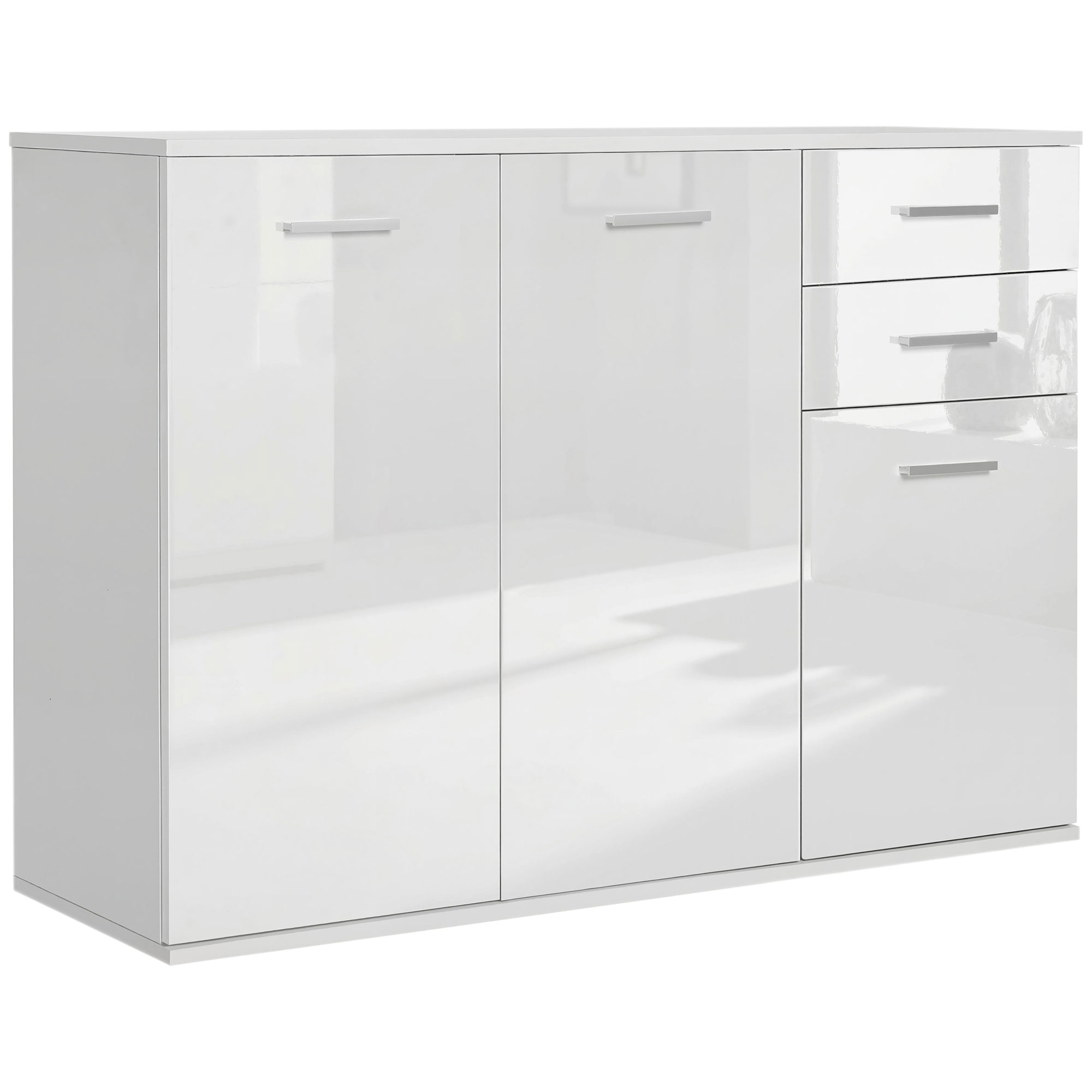 HOMCOM Buffet meuble de rangement 2 tiroirs coulissants 2 placards étagère réglable panneaux particules blanc Aosom France