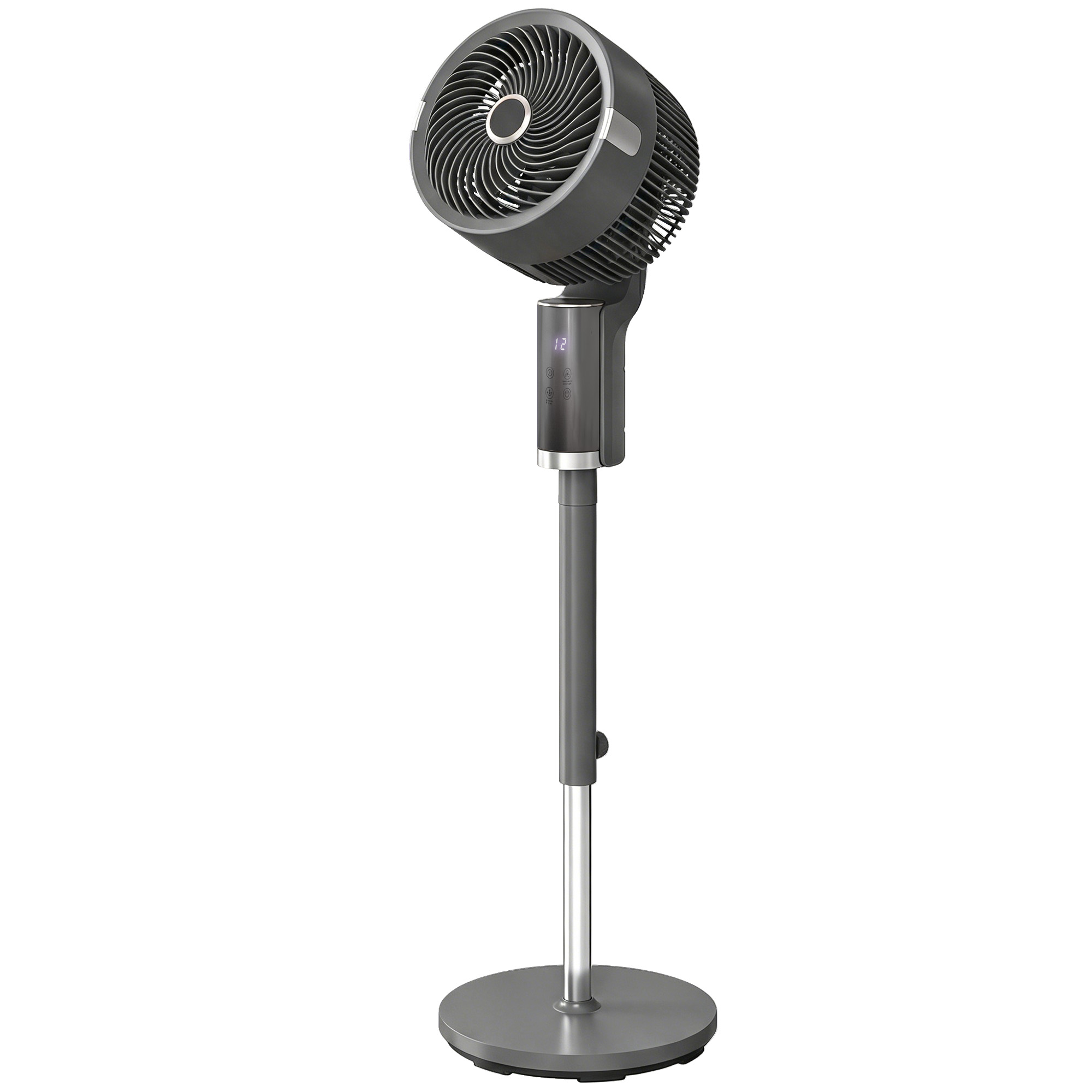 HOMCOM Ventilator de podea Circulator aer cu 8 trepte de viteză Afișaj LED Telecomandă Timer 90° oscilație Gri | Aosom Romania