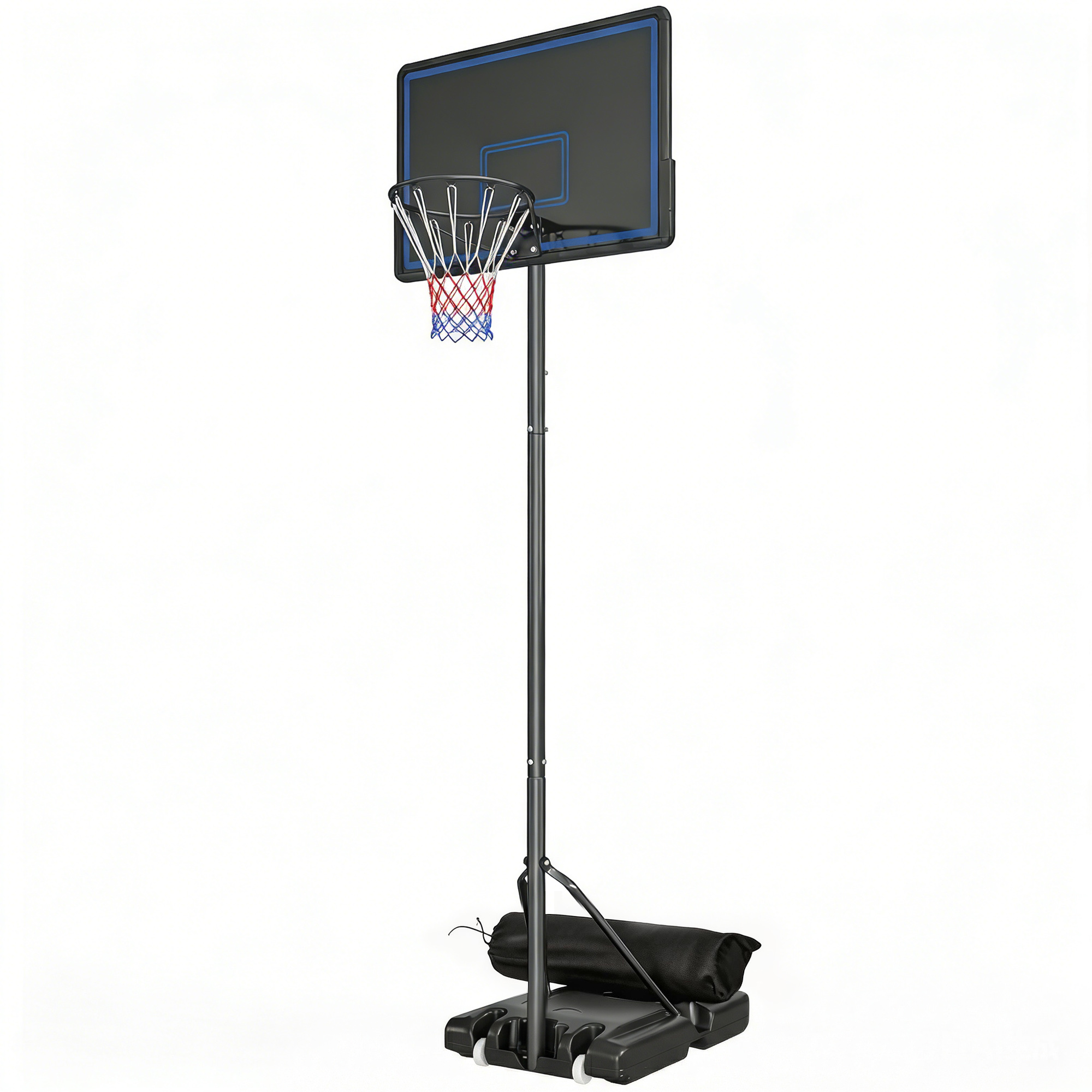 SPORTNOW Panier de Basketball sur Pieds avec Hauteur Réglable de 1,35 à 3,05 m avec Roues, Base de Lestage et Sac de Sable, Bleu
