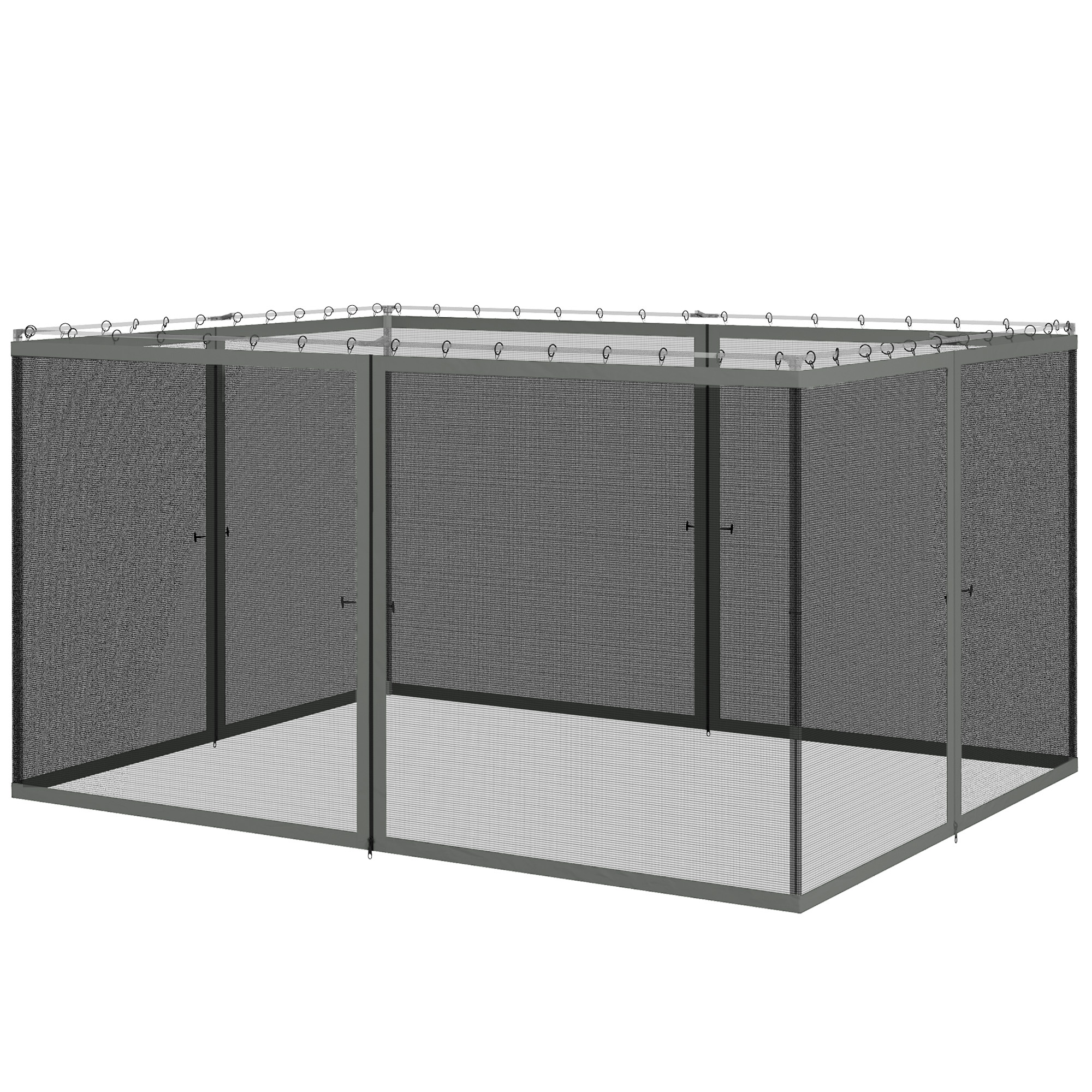 Outsunny Moustiquaires pour tonnelle barnum pavillon de jardin 3 x 4 m - lot de 4 moustiquaires zippées + crochets d'attaches